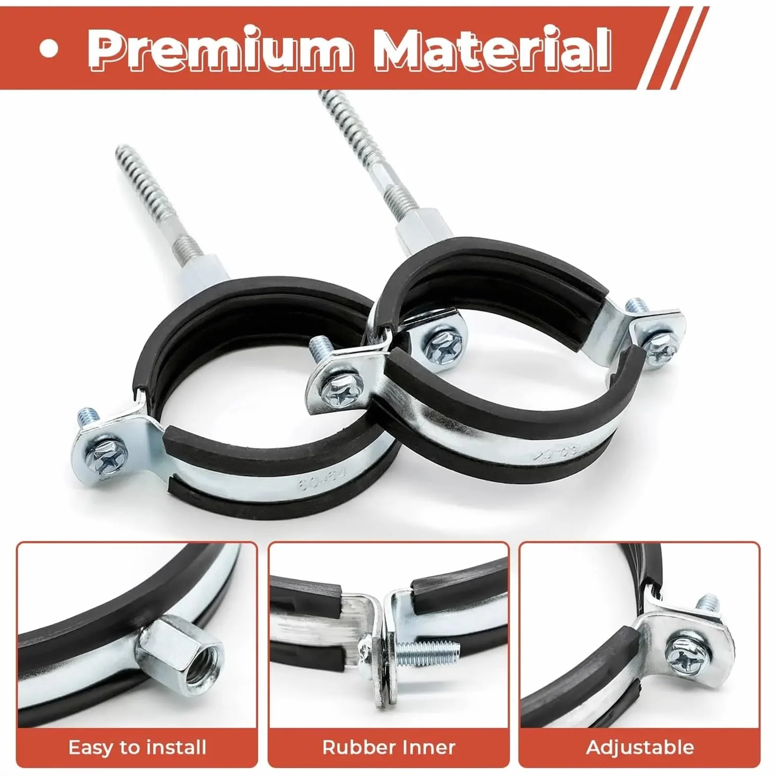 Zestaw zacisków do metalowych wsporników rurowych | 15-166mm 6 szt. Obejmy do mocowania rur w majsterkowaniu(6pcs 125-130mm)