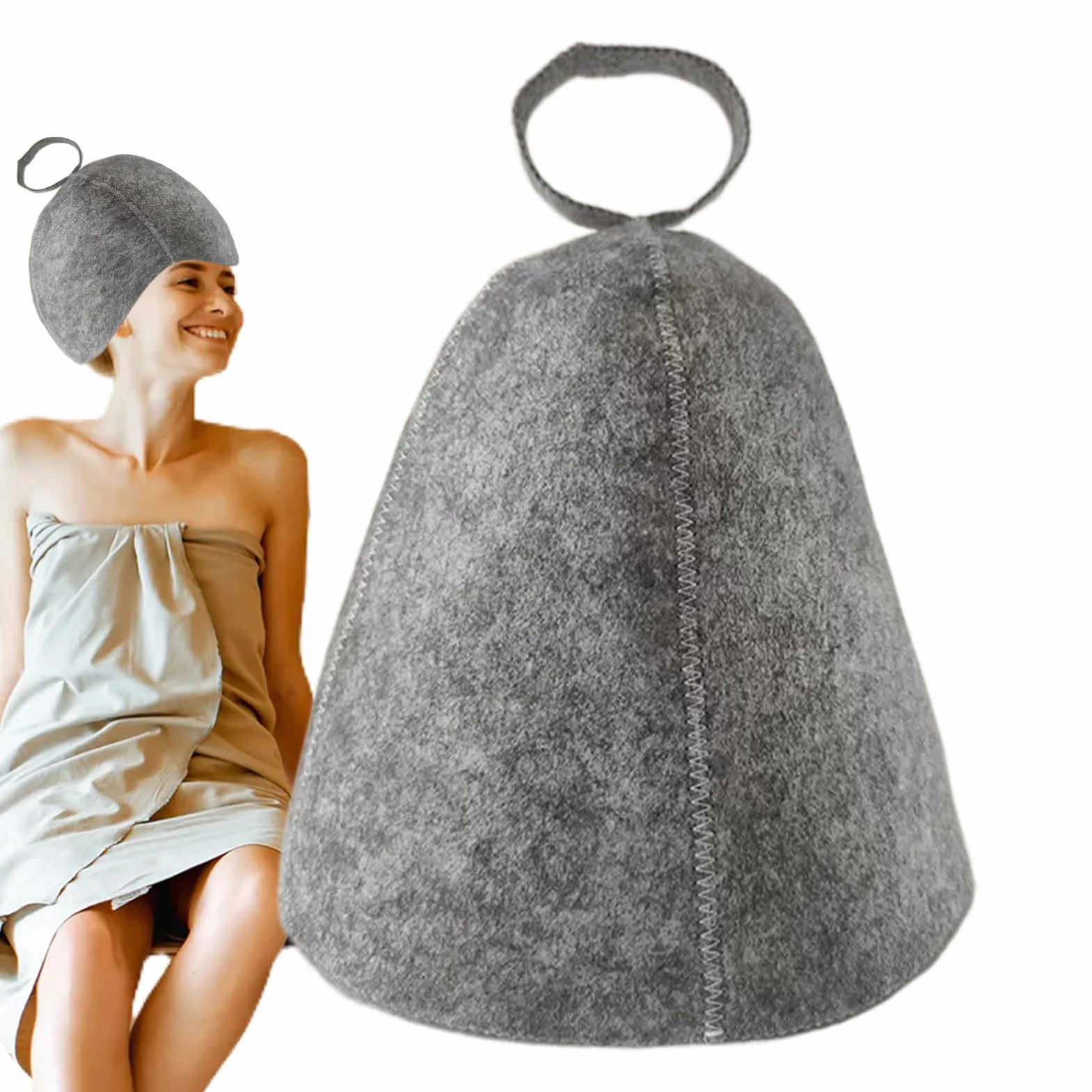Czapka do kąpieli i sauny męska 70 cm szara miękka oddychająca