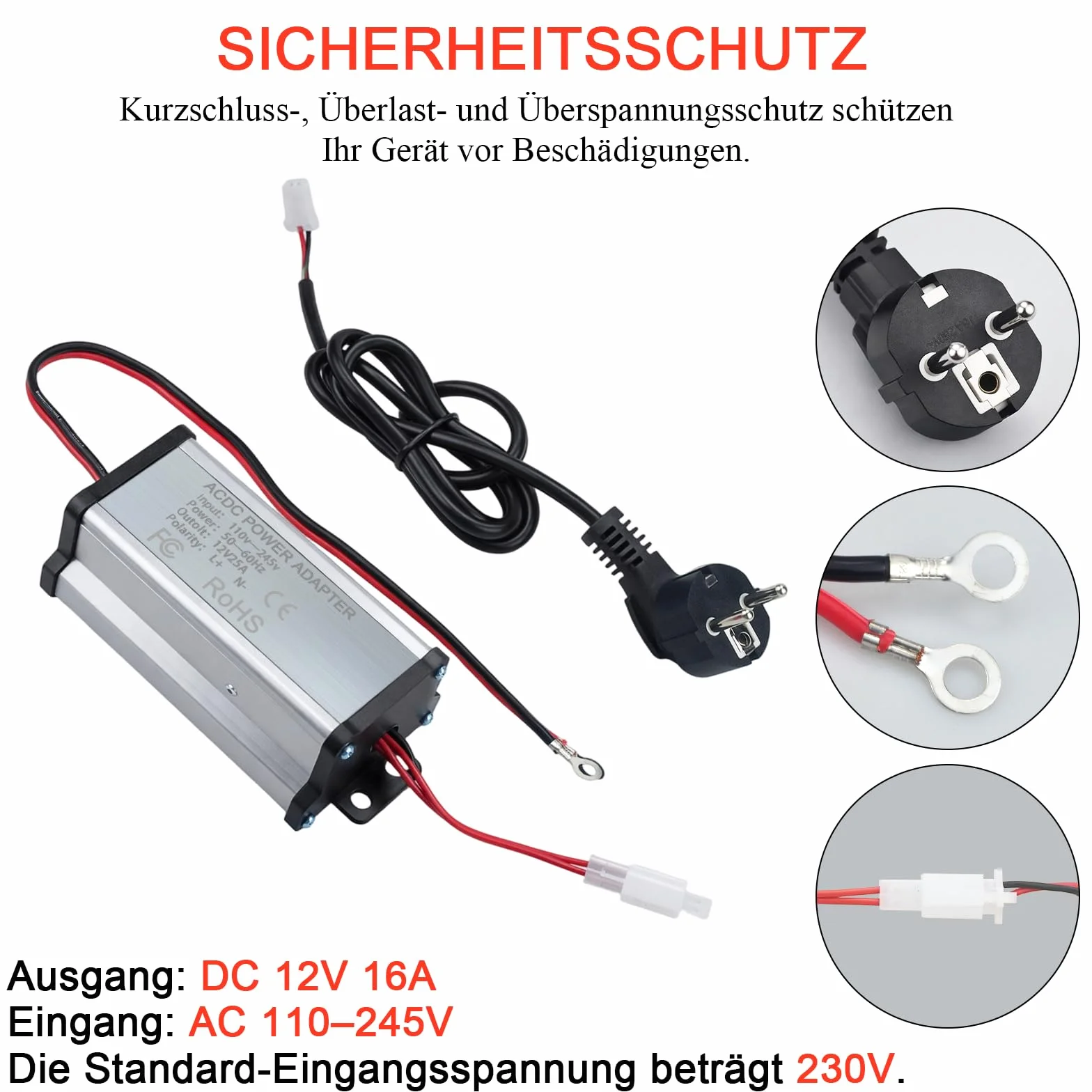 Przetwornica napięcia 230 V na 12 V, adapter zasilający, transformator do ogrzewania powietrza 5 kW 8 kW All-in-One, przekładnik prądu AC 230 V na DC 12 V do przyczep kempingowych, przyczep