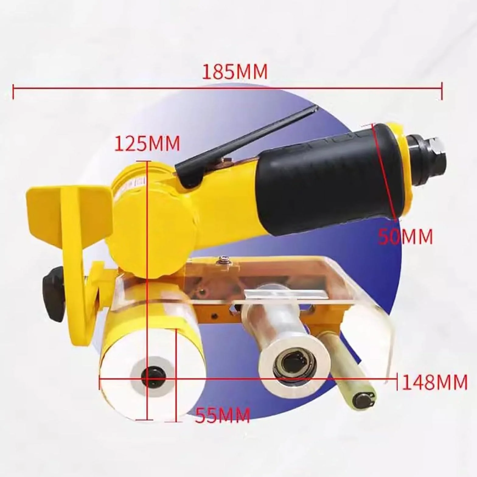 Pneumatyczna szlifierka taśmowa, 10 000 obr./min, przenośna polerka z rolką 60 x 55 mm, pas ścierny 60 x 260 mm, ciśnienie 6-8 kg, do szlifowania metalu drewna