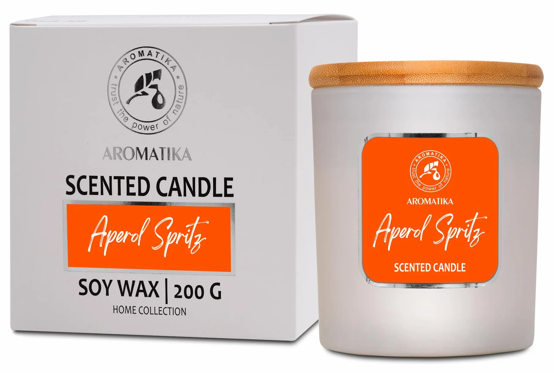 Scented Soy Wax Candle Aperol Spritz 200g, Aromatherapy Fresh Scent Glass Home Air Freshener Gift