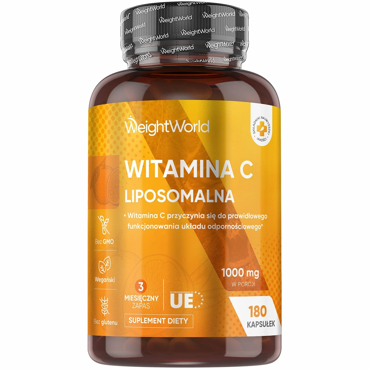 Witamina C liposomalna 1000 mg – 180 kapsułek z dziką różą – Witamina C przyczynia się do prawidłowego funkcjonowania układu odpornościowego (EFSA) – Zapas na 3 miesiące, wegański i bez GMO