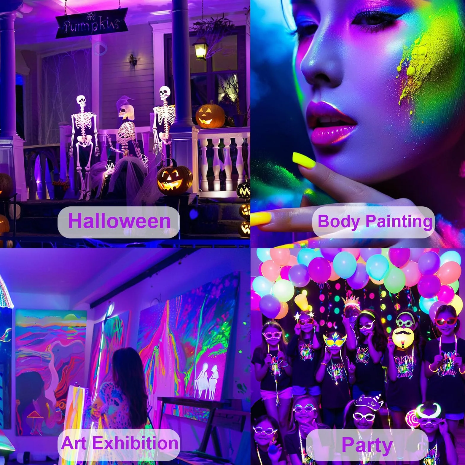 2 sztuki 100 W czarne światło LED, IP66, wodoodporna lampa UV UV, czarne światło ultrafioletowe z przełącznikiem na Halloween, dyskotekę, malowanie ciała, neon, DJ, czarne światło imprezowe