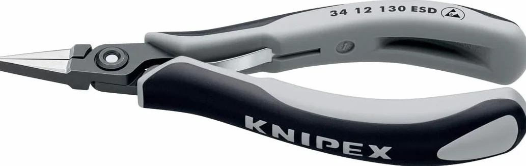 KNIPEX Szczypce precyzyjne dla elektroników ESD z osłonkami wielokomponentowymi 130 mm, 34 12 130 ESD