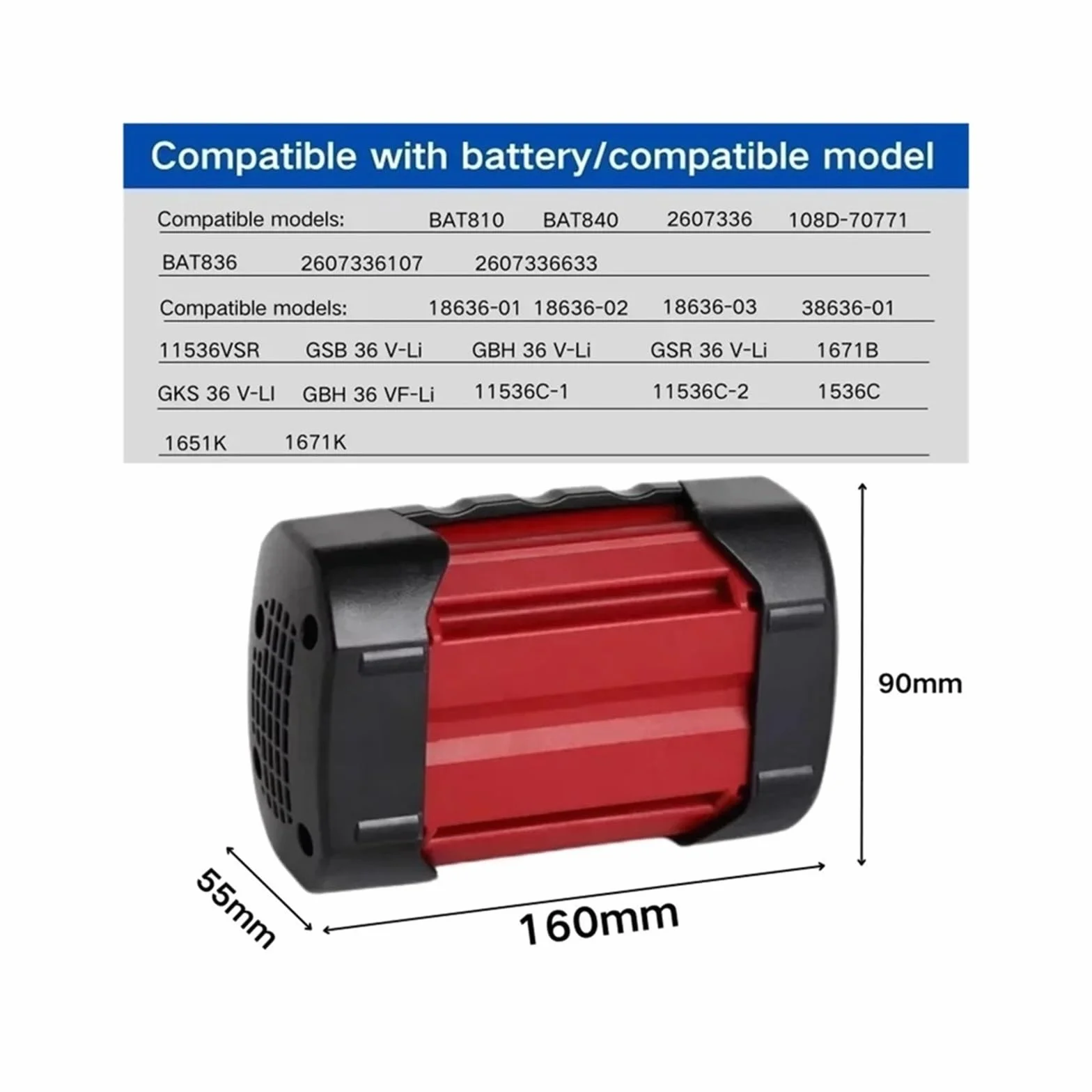 Akumulator litowo-jonowy 36 V 18000 mAh kompatybilny z elektronarzędziami Bosch BAT4030 BAT4040 BAT4050 BTA4060(1pcs-18000mah)