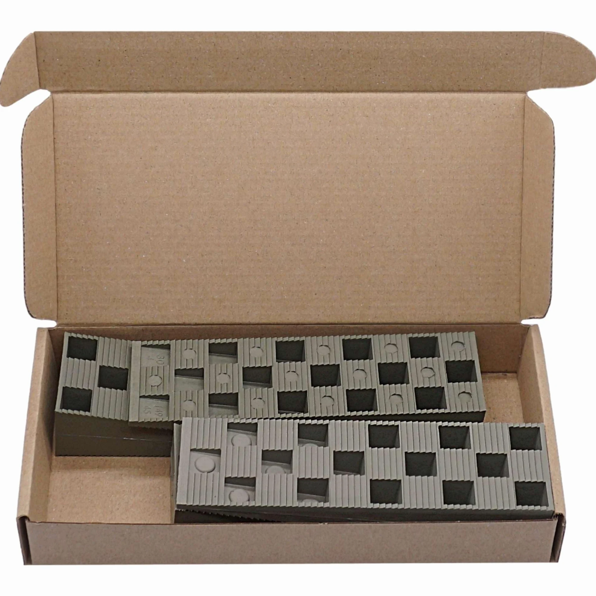 SKIR'CO (4 szt.) Plastikowe prążkowane kliny 149 x 45 x 30 mm do poziomowania, klinów rozstawowych, podkładek poziomujących, klinów blokujących