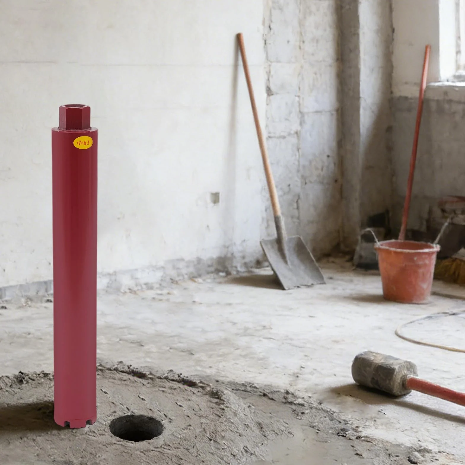 Diamentowa koronka wiertnicza rdzeniowa Ø 76 mm, głębokość wiercenia 410 mm, wiertło rdzeniowe do betonu zbrojonego, muru, kamienia, cegły, systemu wiercenia na mokro, trwała i precyzyjna