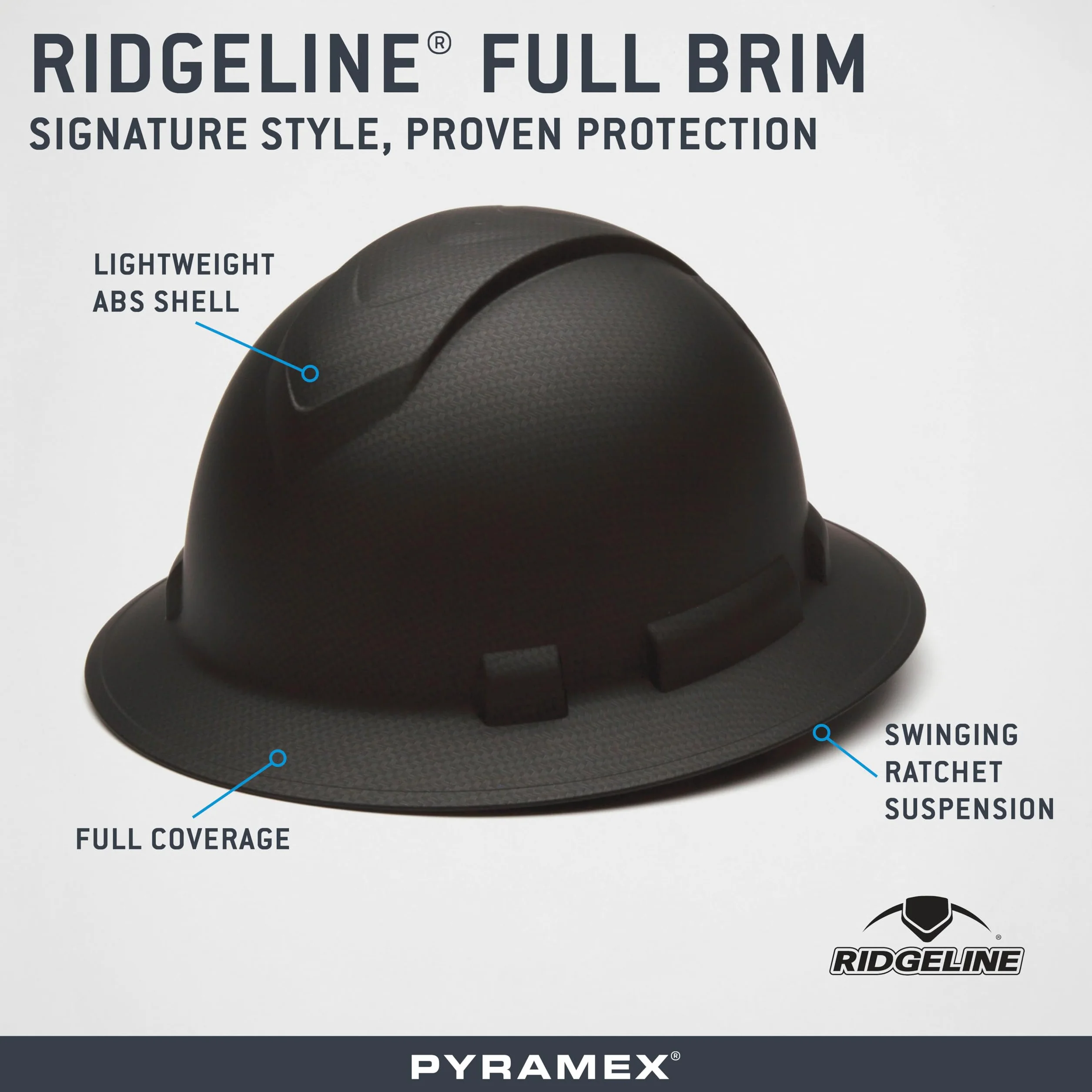 Pyramex HP54170 Ridgeline Full Brim 4-punktowe zawieszenie zapadkowe