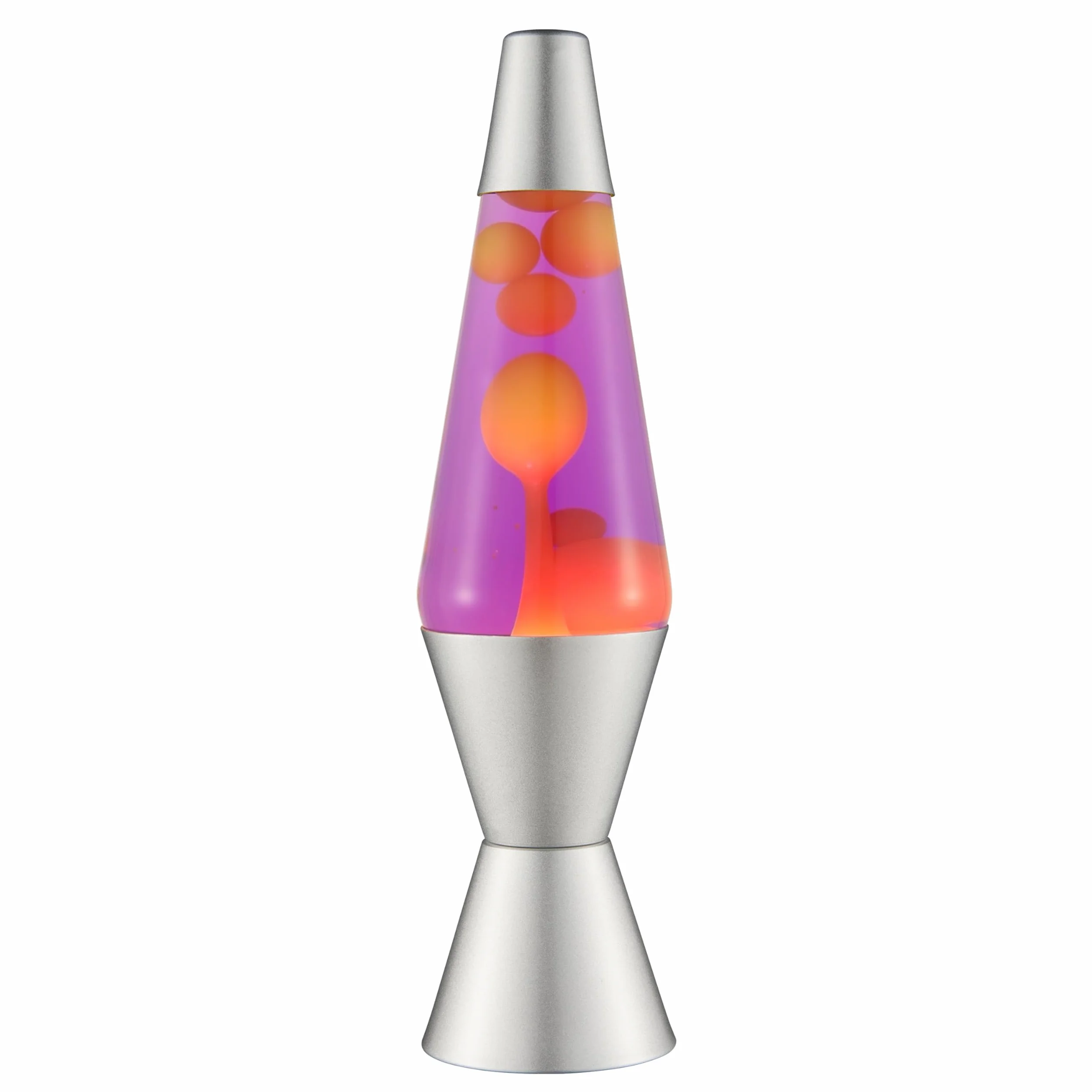 LAVA® - Lampa Lava 2125, żółty wosk, fioletowa ciecz, srebrna podstawa i czapka, oryginalna 14,5 cal lampa ruchowa marki LAVA®