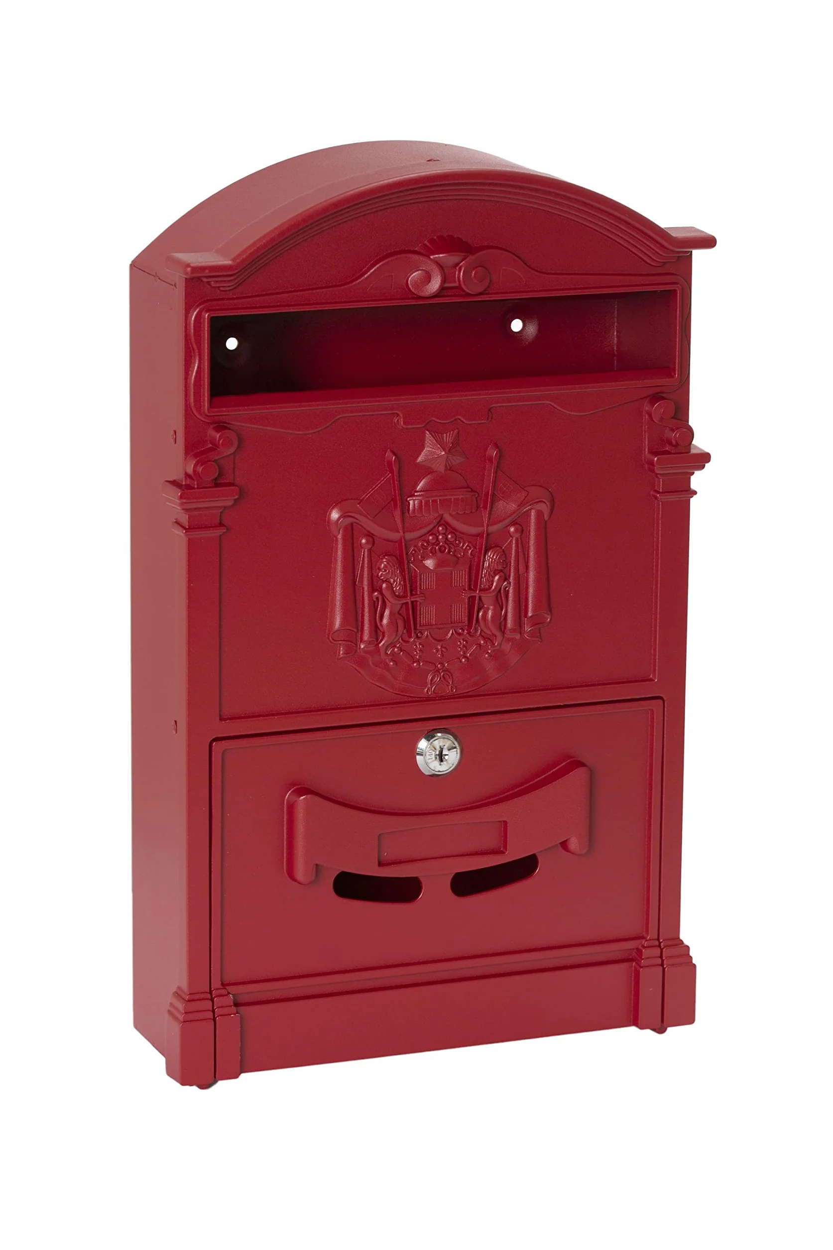 Arregui Residencia D-2151/V indywidualna skrzynka na listy z Aliminium w klasycznym stylu, rozmiar M (DIN A4), czerwona, 42 x 26 x 9 cm