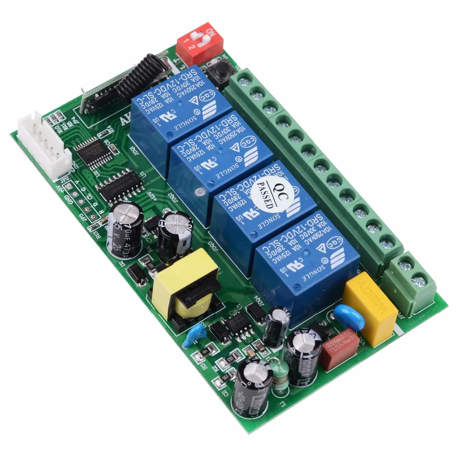 AC 110 V, 220 V, 4 CH, 10 A, 433 MHz, RF, bezprzewodowy przełącznik zdalnego sterowania, pilot zdalnego sterowania, przełącznik oświetleniowy do silników LED z 4 metalowymi nadajnikami ręcznymi
