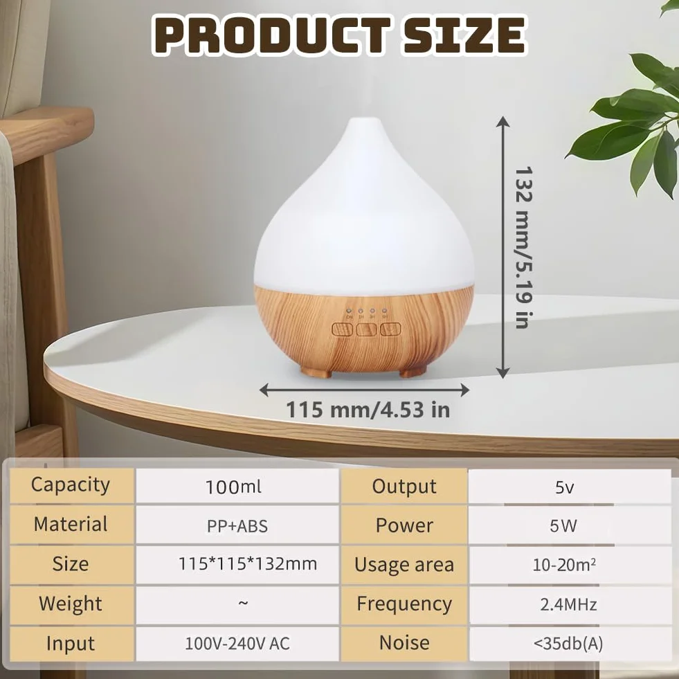 Flintronic dyfuzor zapachowy ultradźwiękowy 100 ml z 7-kolorowym oświetleniem LED