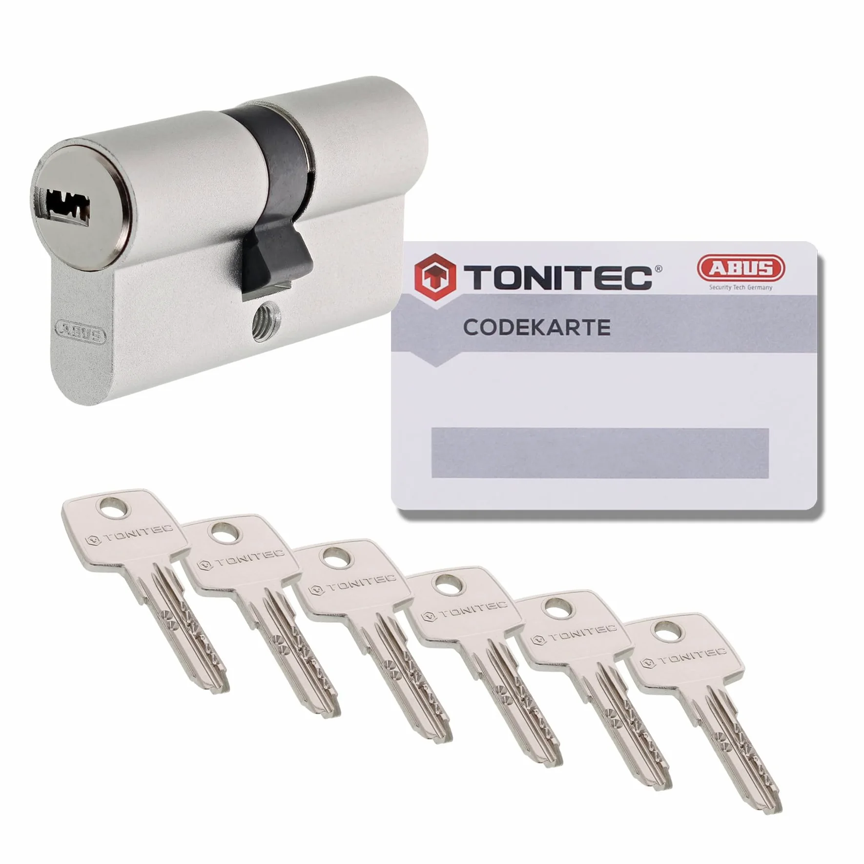 ToniTec Zamek bębenkowy TEC440 by ABUS zamek bębenkowy różnie zamykany zamek do drzwi 40/45 mm z 6 kluczami i kartą kodową