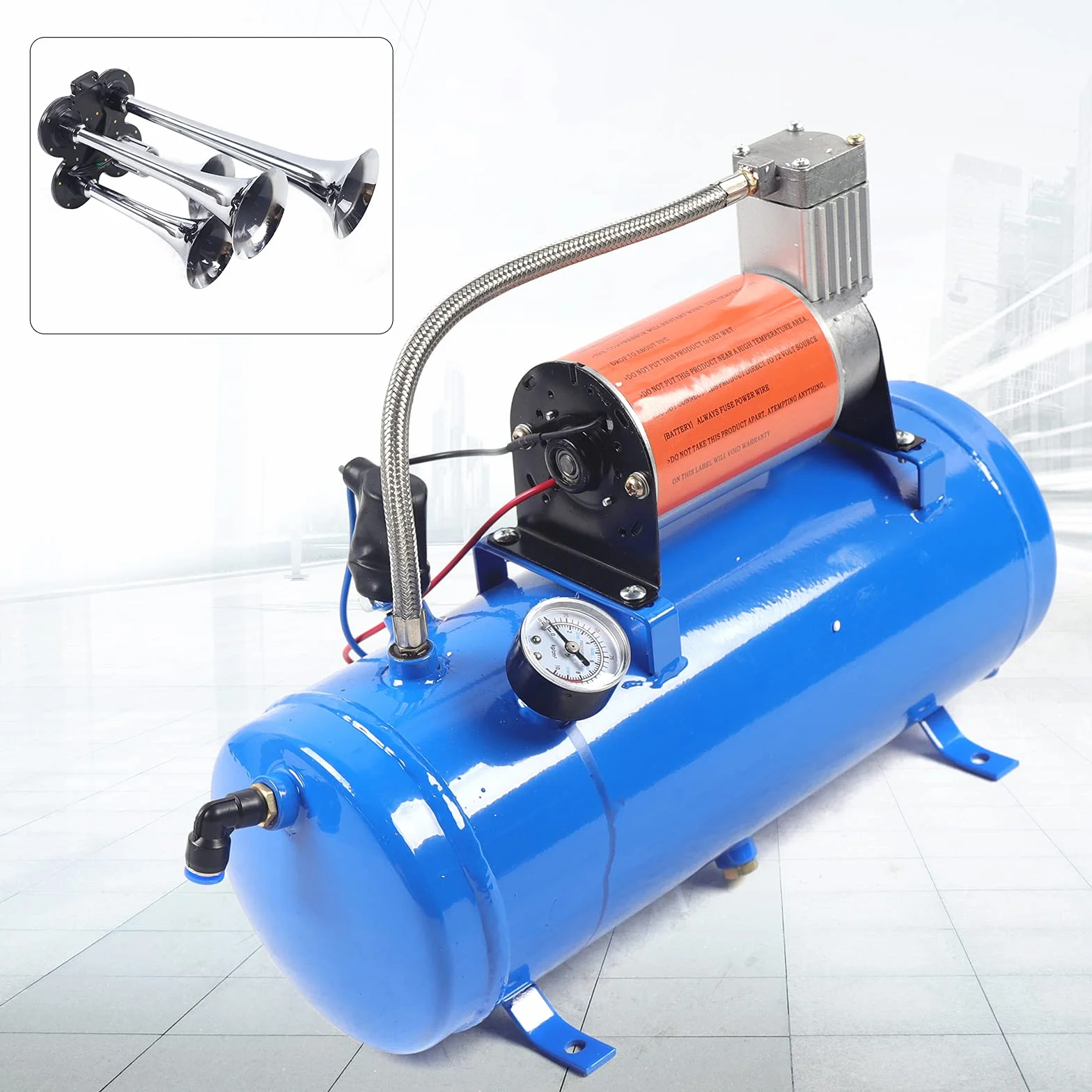 Sprężarka powietrza | kompresor powietrza | zestaw 6 litrów z 150 psi 12 V 6 l sprężarka powietrza kompresor 4 trąbki