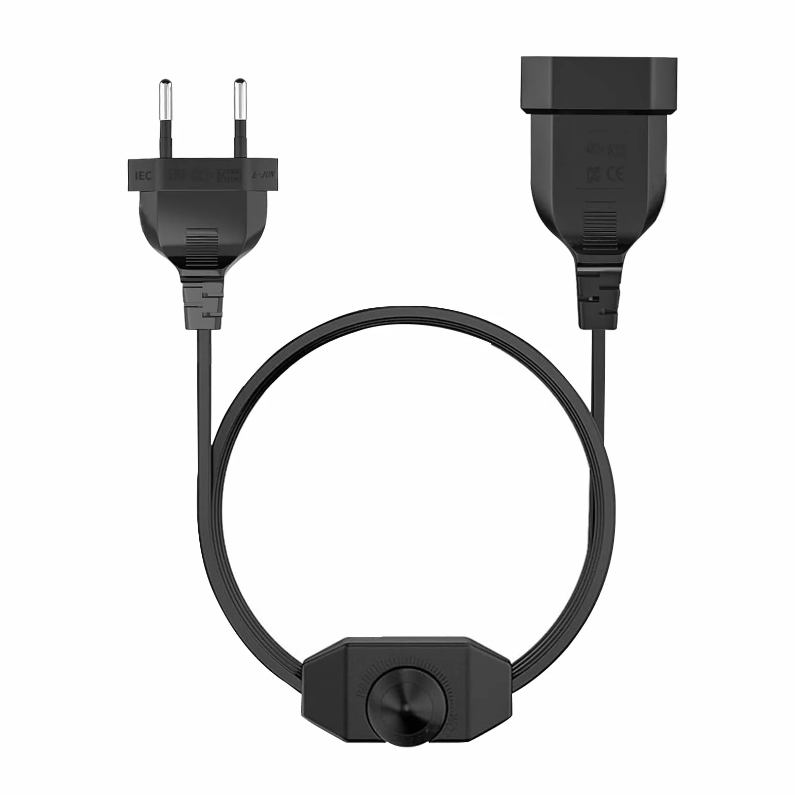Powice Ściemniacz LED z przełącznikiem, ściemniacz do lamp LED, długi, 50 cm, wtyczka płaska, przełącznik ze ściemniaczem, przełącznik do lamp LED 220-250 V/100 W, maks