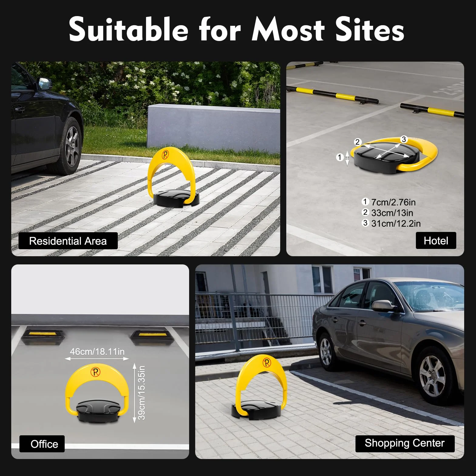 Elektryczna blokada parkingowa, 30 m, z pilotem zdalnego sterowania, automatyczna blokada parkowania, antykolizyjna, 180°, z 2 pilotami zdalnego sterowania, do zarządzania parkingiem w mieszkaniu