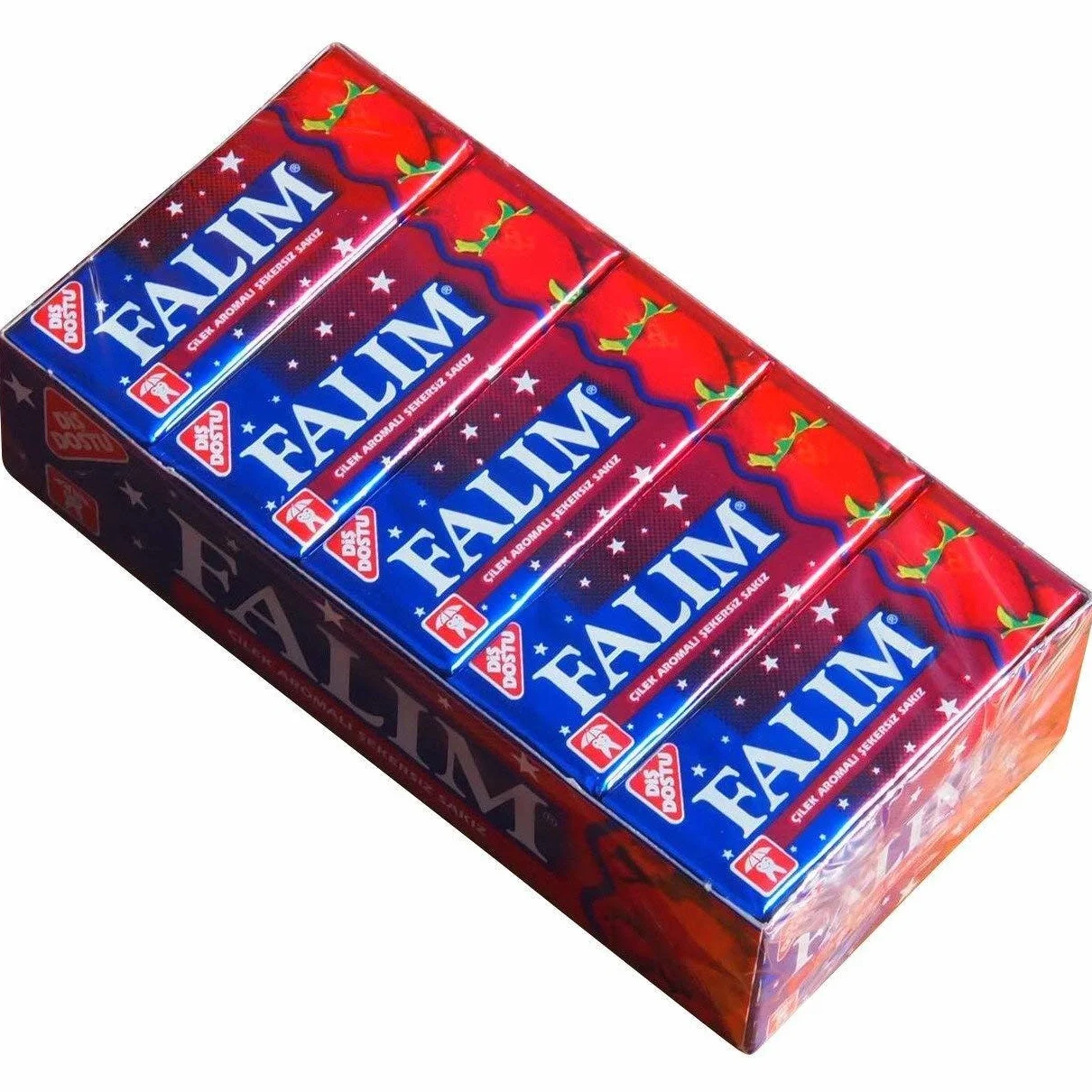 Falim Guma do żucia, o truskawkowym zapachu, bez cukru (20 x 5 sztuk/140 g)