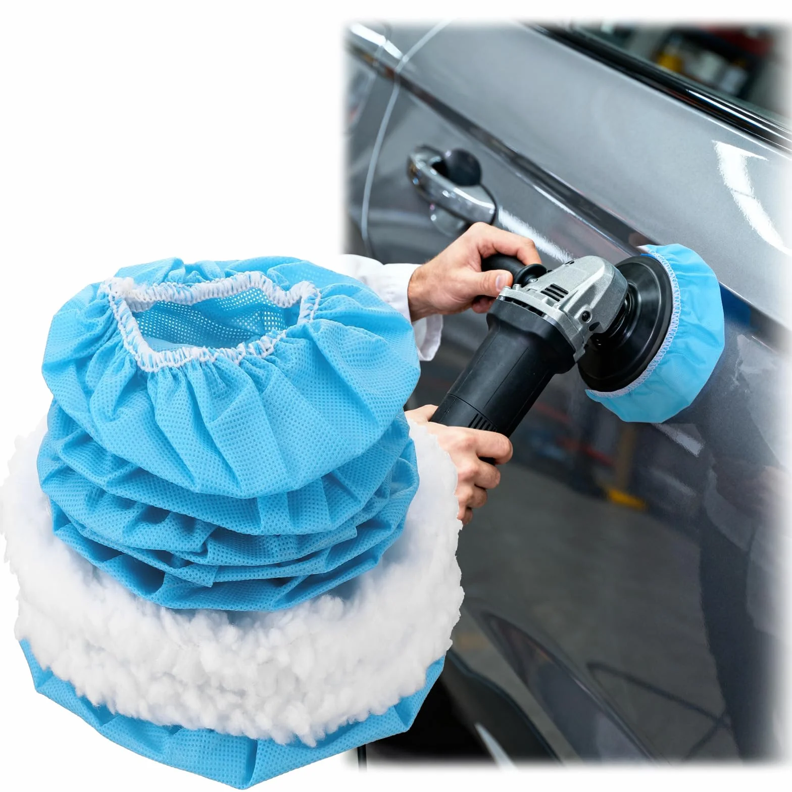 8 sztuk masek polerskich do samochodu Bonnet zestaw podkładek polerskich z miękkiej mikrofibry do masek silnika, bawełnianych masek woskowych, padów polerskich, do wielokrotnego użytku, do woskowania