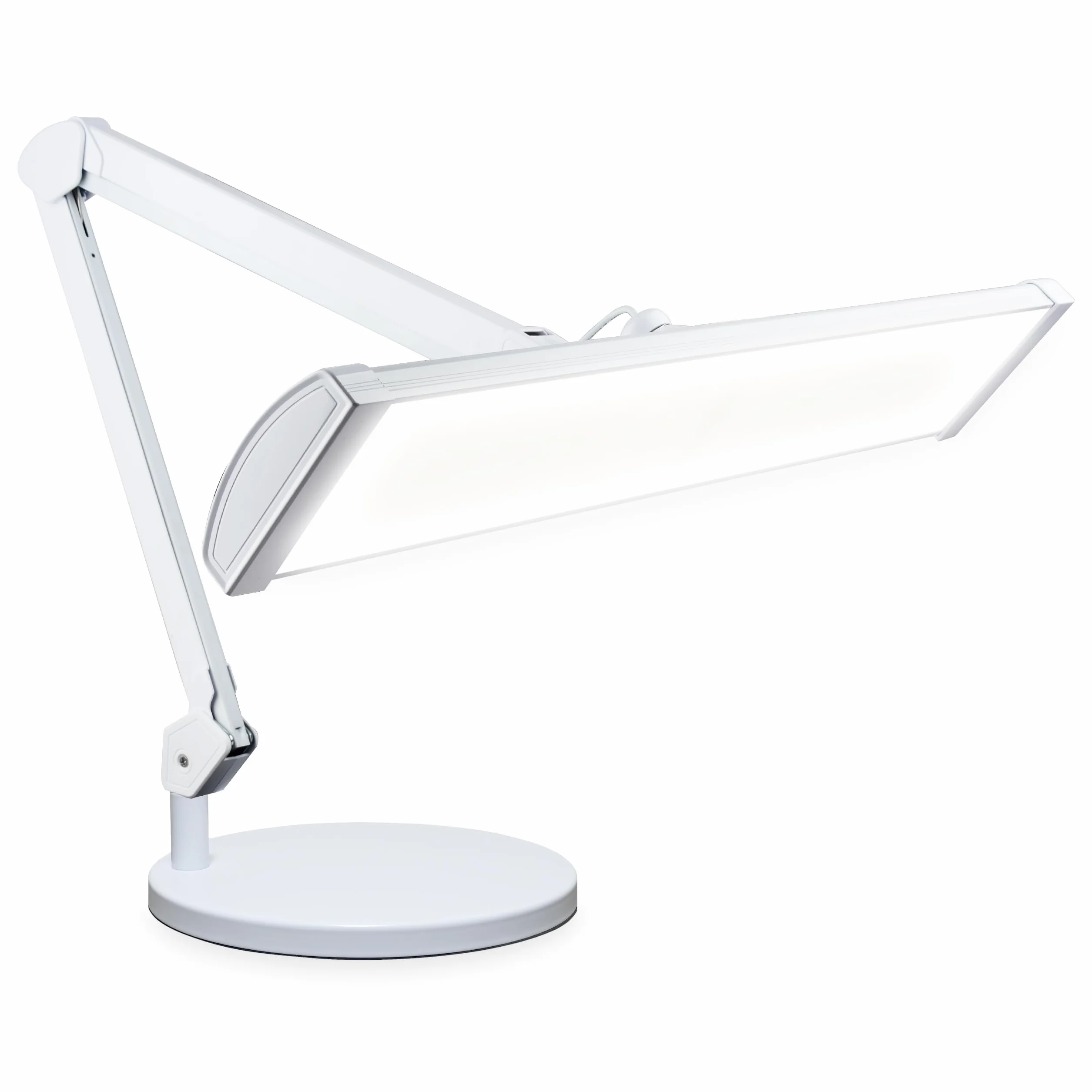 Neatfi Ultra Lampa Biurkowa – 3 500 Lumenów, 45W LED, Szeroki Klosz 66cm, 5 Poziomów Jasności, Światło Bez Cieni i Bez Migotania, Lampa do Czytania, Rękodzieła (Bez CCT z Podstawą, Biały)