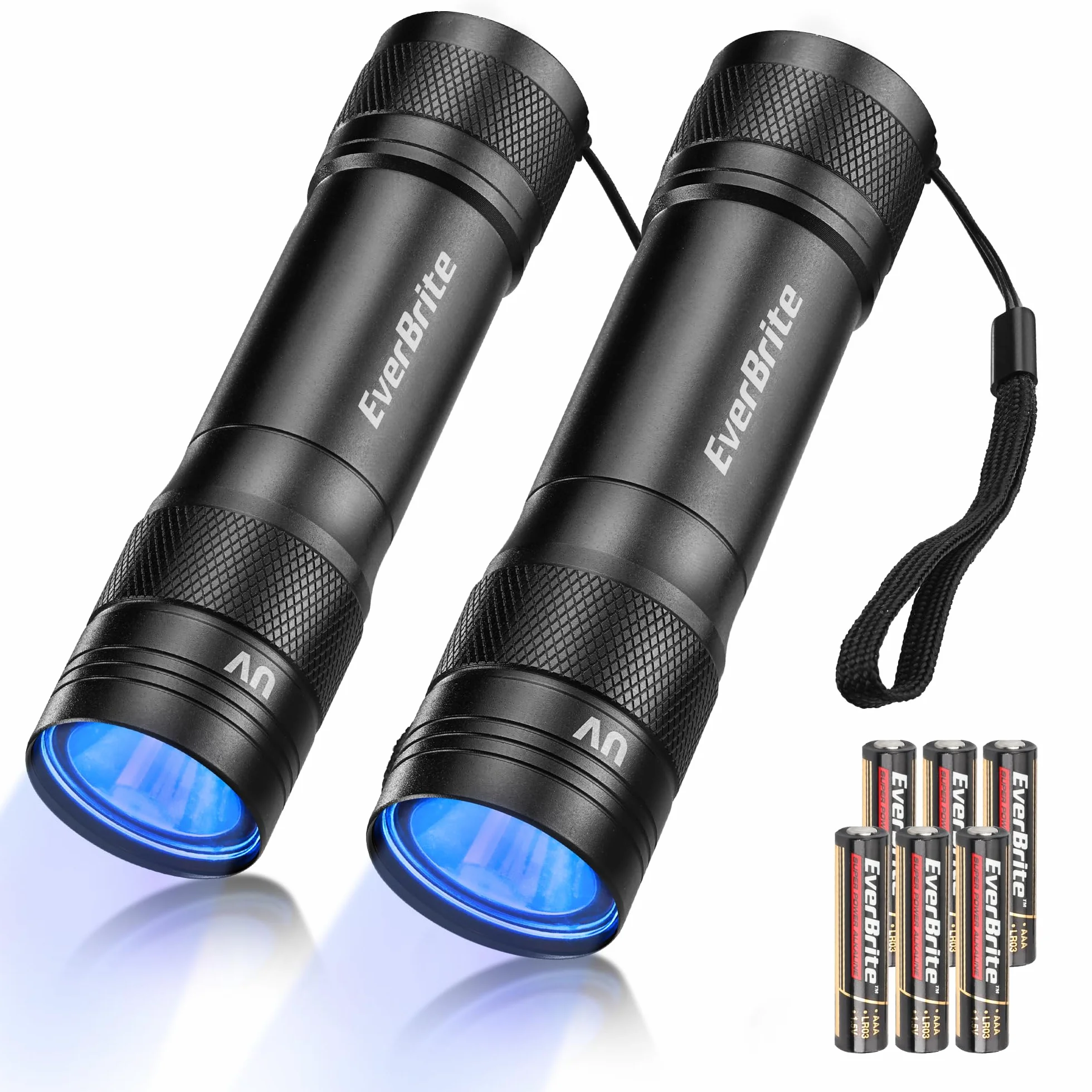 EverBrite Latarka UV 365 nm, czarne światło z 1 W LED i aluminiową obudową, antypoślizgowy uchwyt, czas pracy 18 godzin, wykrywacz moczu zwierząt domowych dla psów i kotów, tester banknotów