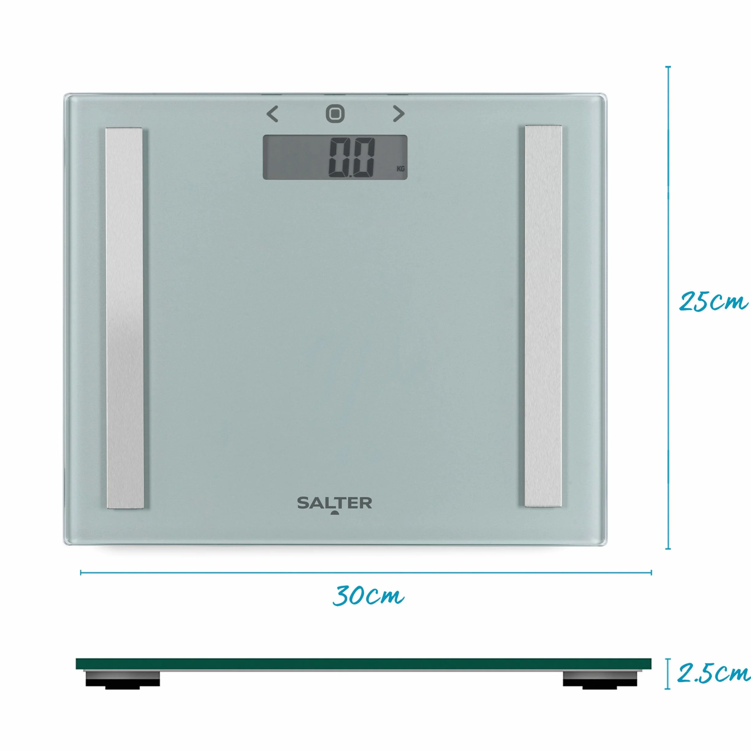 Salter 9113 SV3R Compact Glass Analyser Scale, 150 kg, 8 User Memory, Athlete Mode, Measures Weight, Body Fat/Water, BMI, Carpet Feet, Silver