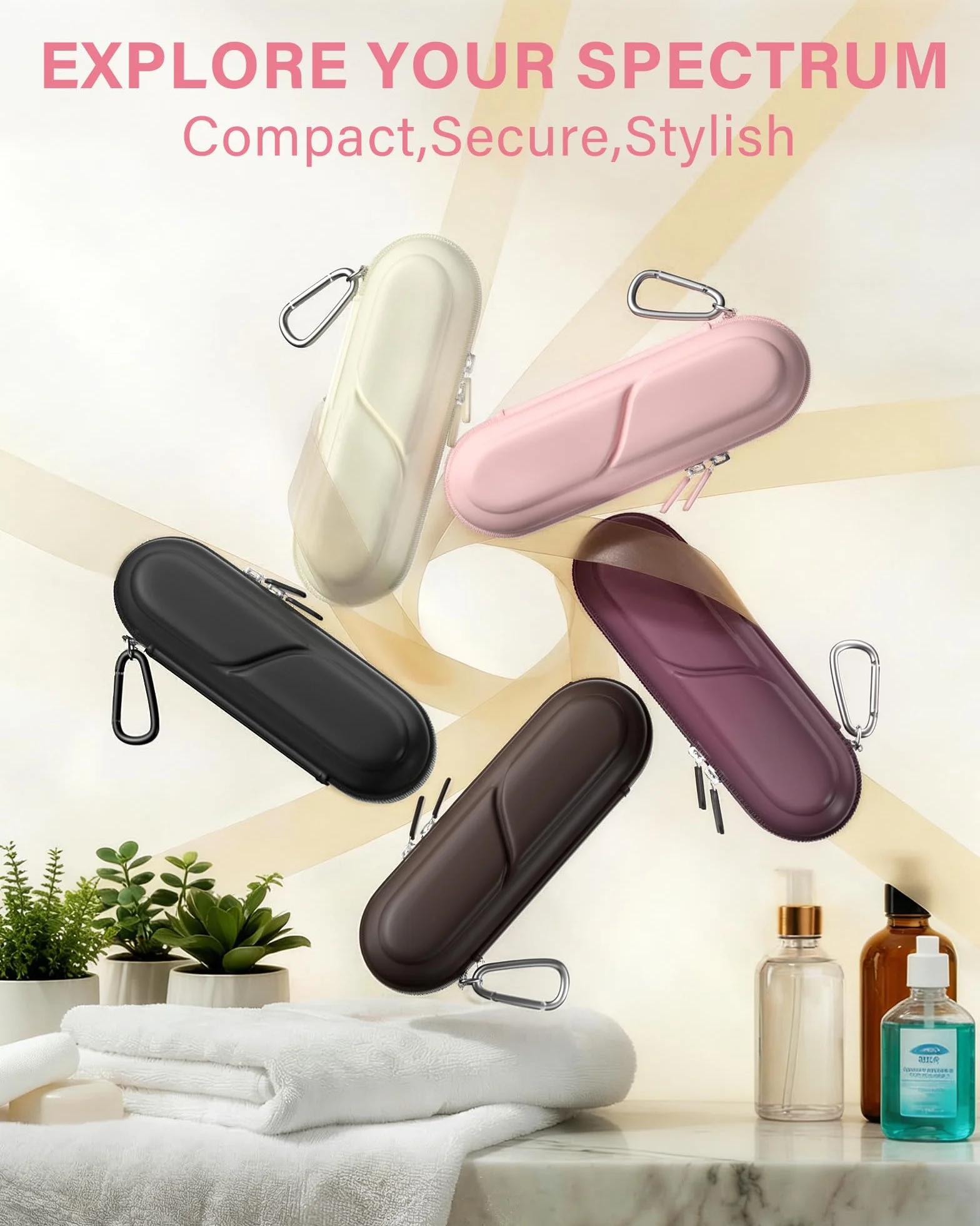 ProCase Etui na elektryczną szczoteczkę do zębów Oral-B Pro/Smartseries/iO Series/Phlips Sonicare, kompaktowy podróżny organizer ochronny na szczoteczki do zębów, pomieści akcesoria, różowe