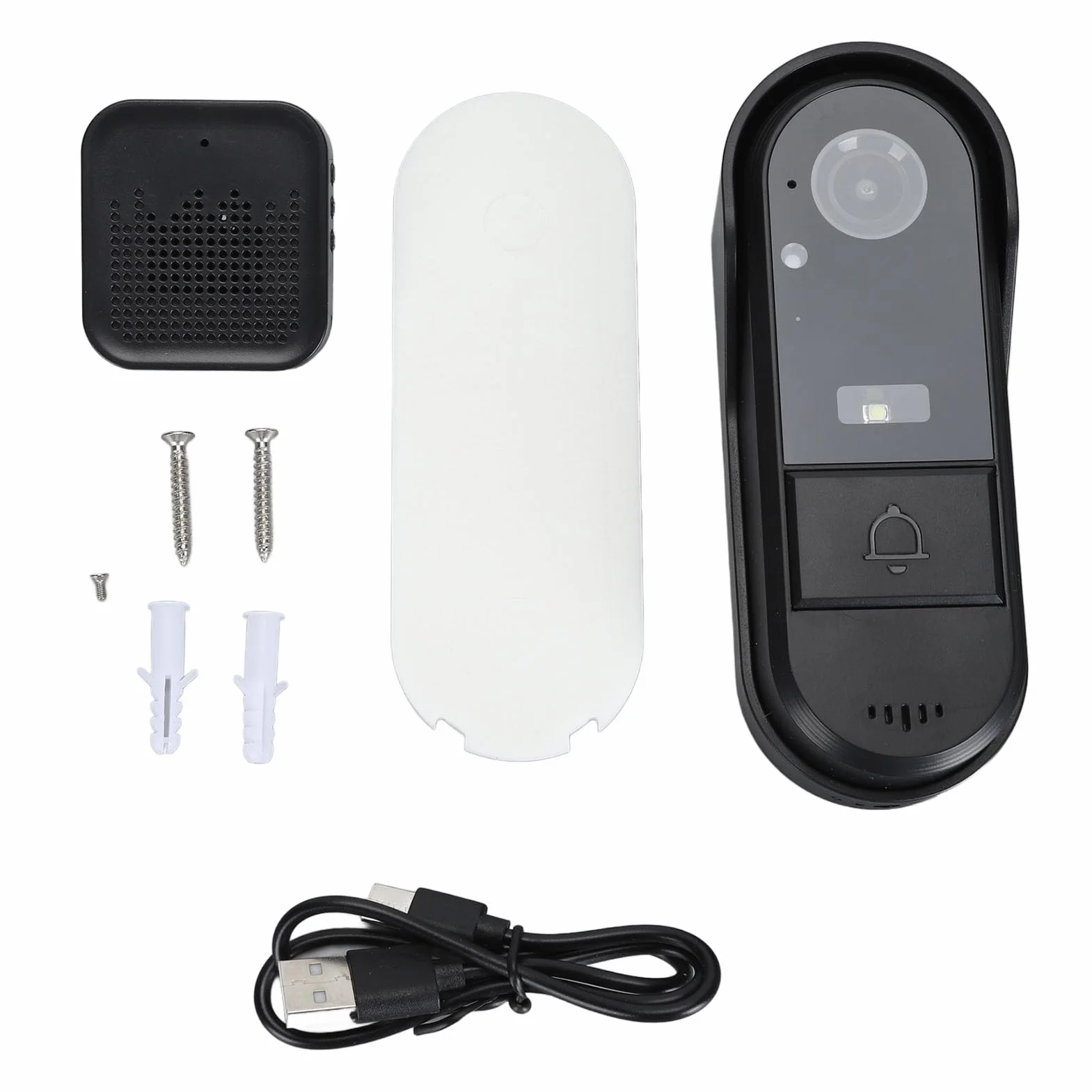 Kamera Dzwonkowa, Bezprzewodowy Inteligentny Dzwonek Wideo WiFi z kamerą HD, 2-kierunkowy Domofon Noktowizyjny, wodoodporność IP67, Wbudowana Bateria, dla Androida dla IOS