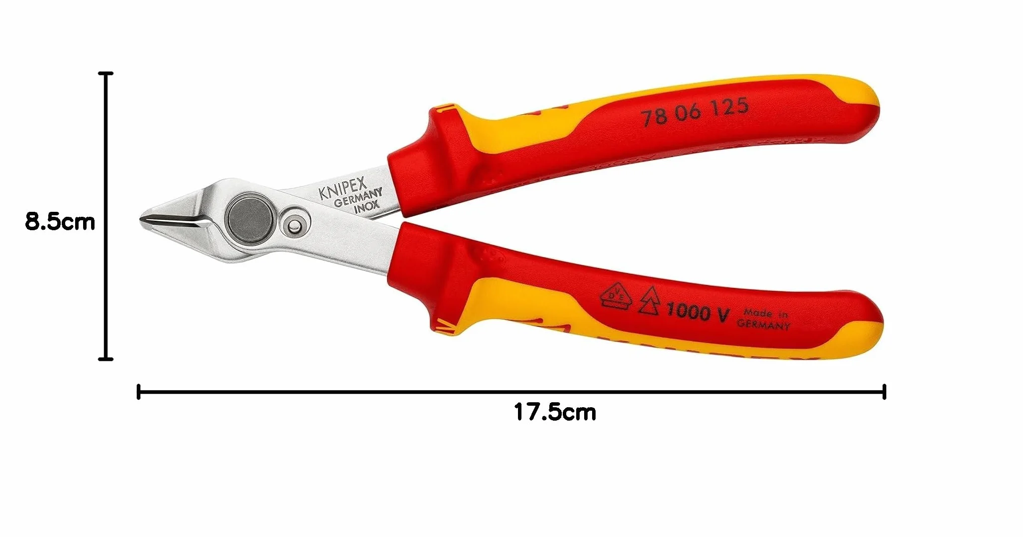 KNIPEX Electronic Super Knips VDE w opakowaniu z zawieszką z wielokomponentowymi osłonkami, izolowane wg VDE 125 mm, 78 06 125 SB