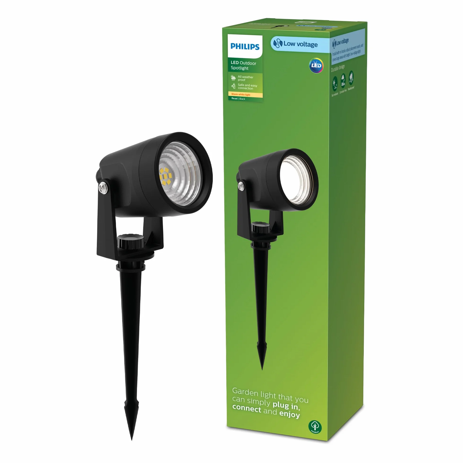 Philips Reuel Zewnętrzna Lampa Punktowa 24 V GardenLink Niskonapięciowa 2700 K 180 lm Czarna Zestaw Rozszerzeń