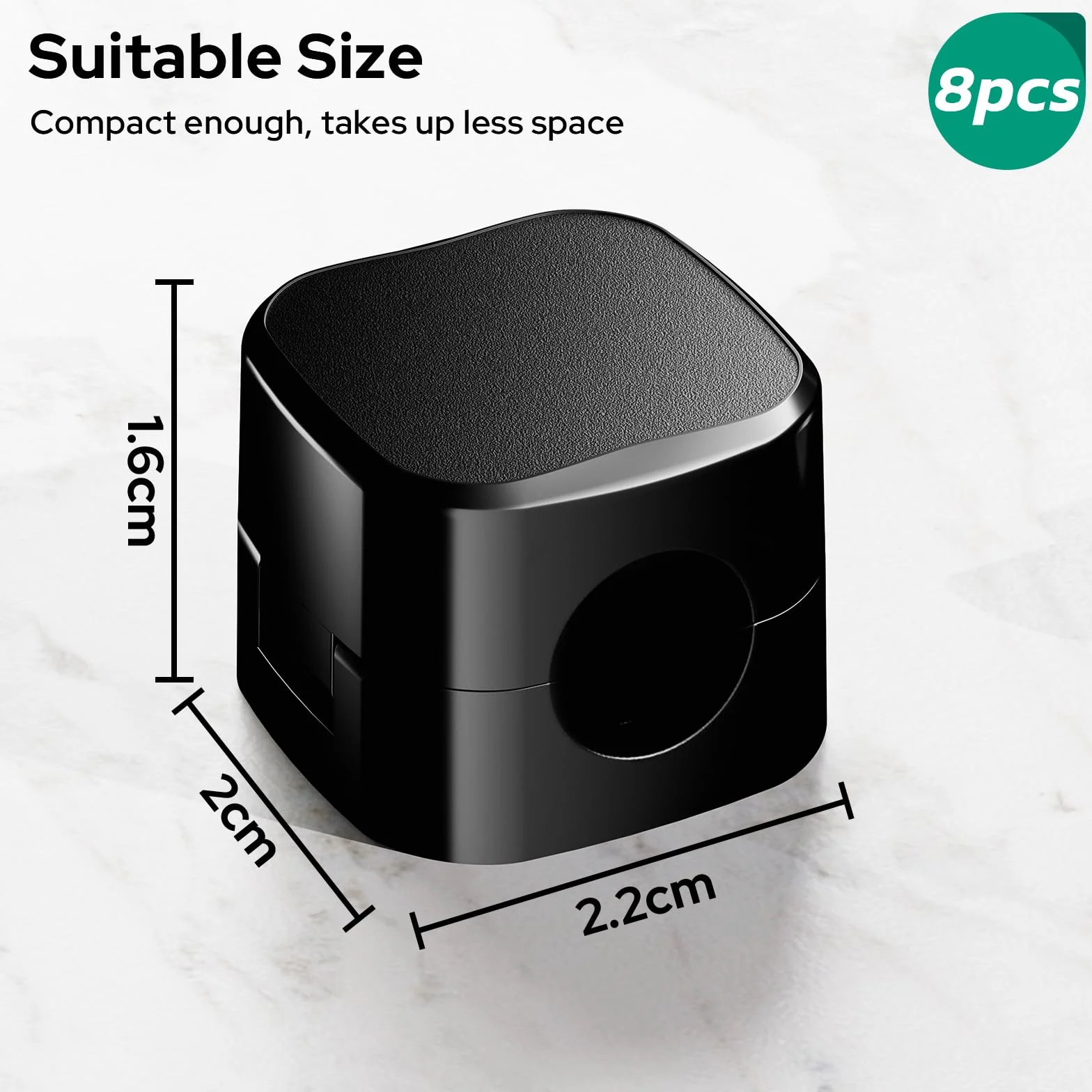 Euqvunn Cable Clips, 8 Pack Magnetyczne Uchwyty na Kable, Gładkie Regulowane Kable, Samoprzylepne Uchwyty na Kable Ładowarki, Uchwyt na Kable do Telefonu USB na Biurko, Stolik Nocny, Samochód(Czarny)