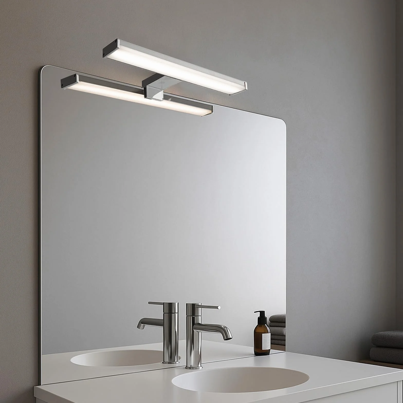 Alpinaluz Kinkiet LED do lustra łazienkowego 30 cm - 8 W 810lm - neutralne białe światło 4000K - IP44 - chromowane aluminium - do montażu na lustrze, szafie lub ścianie - nowoczesne światło przednie i