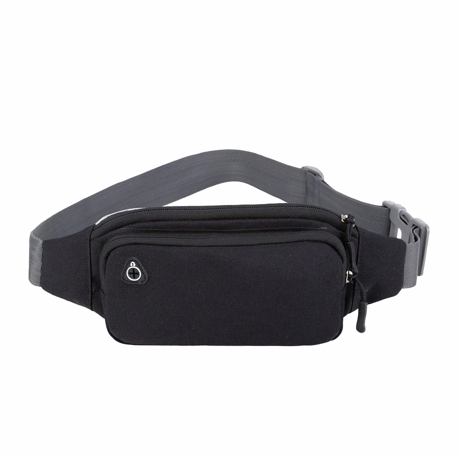 Ausla Nylonowa Torba w Talii Fanny Pack Bag Paska z Regulowanym Paskiem Wodoodporna Konstrukcja Oddychająca z Tyłu Oddychania do Biegania na Rowerze (Nylon czarny (szary pasek))