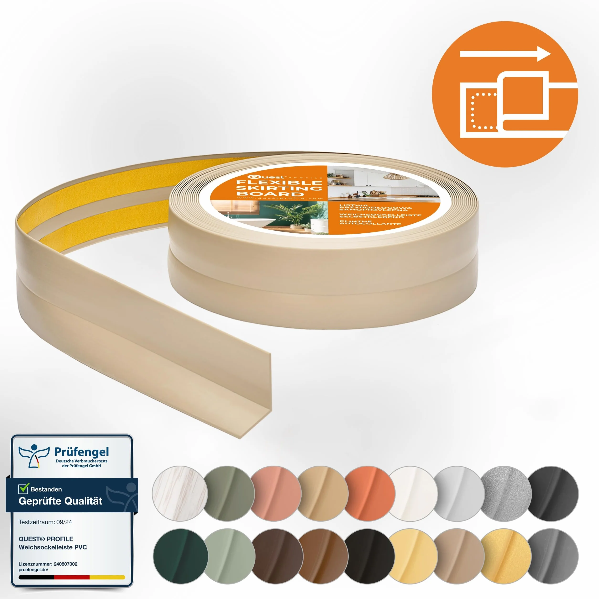 Listwa wykończeniowa PVC 30x30 mm samoprzylepna elastyczna beż 15 m