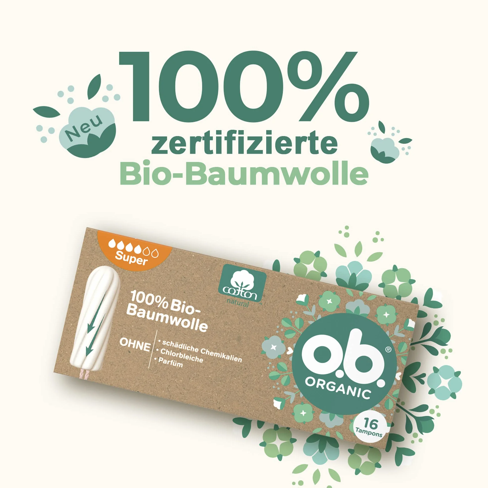 o.b. Organic Super ekologiczne tampony bawełna organiczna 16 sztuk