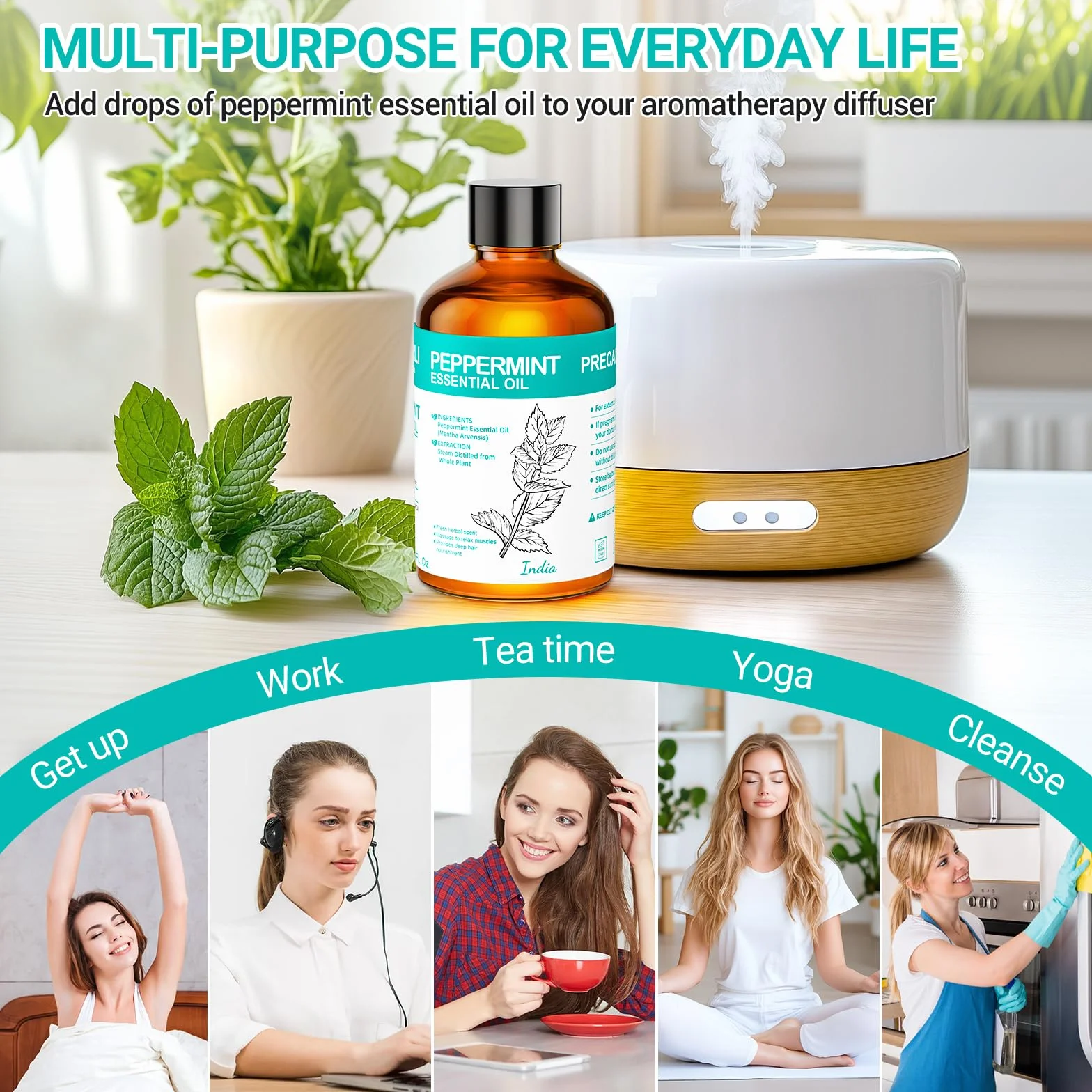 Peppermint Essential Oil 100ml Czysty Olejek z Mięty Pieprzowej do Skóry Twarzy Włosów Aromaterapii Dyfuzorów Produkcji świec Masażu Pielęgnacji Domowej Sterylizacji Użytku Zewnętrzne