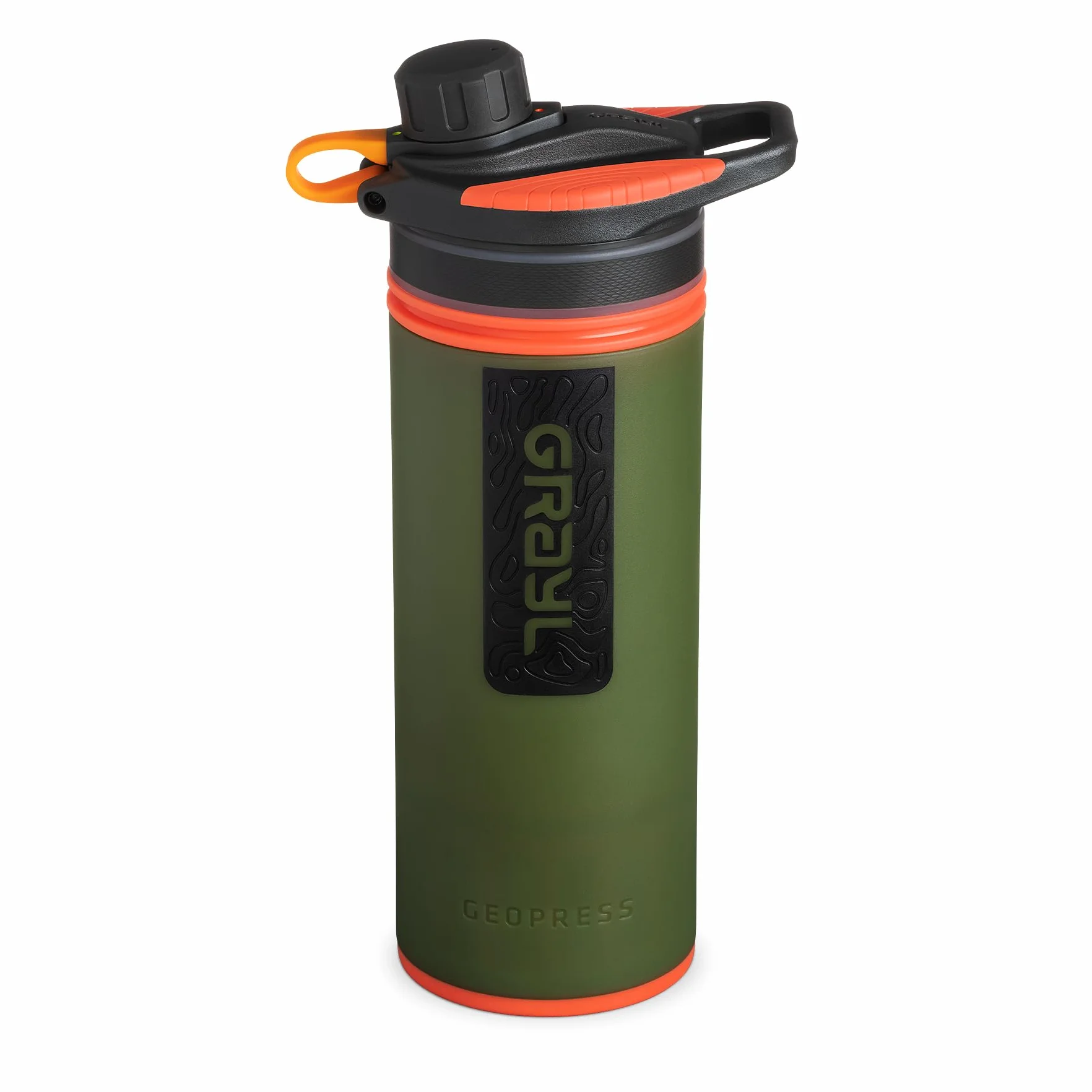 GRAYL GeoPress PREMIUM Filtr do wody na świeżym powietrzu MEGA PACK z filtrem zapasowym 500L woda pitna usuwa 99,99% bakterii i wirusów, idealny na kemping, survival i podróże - Oasis Zielony +