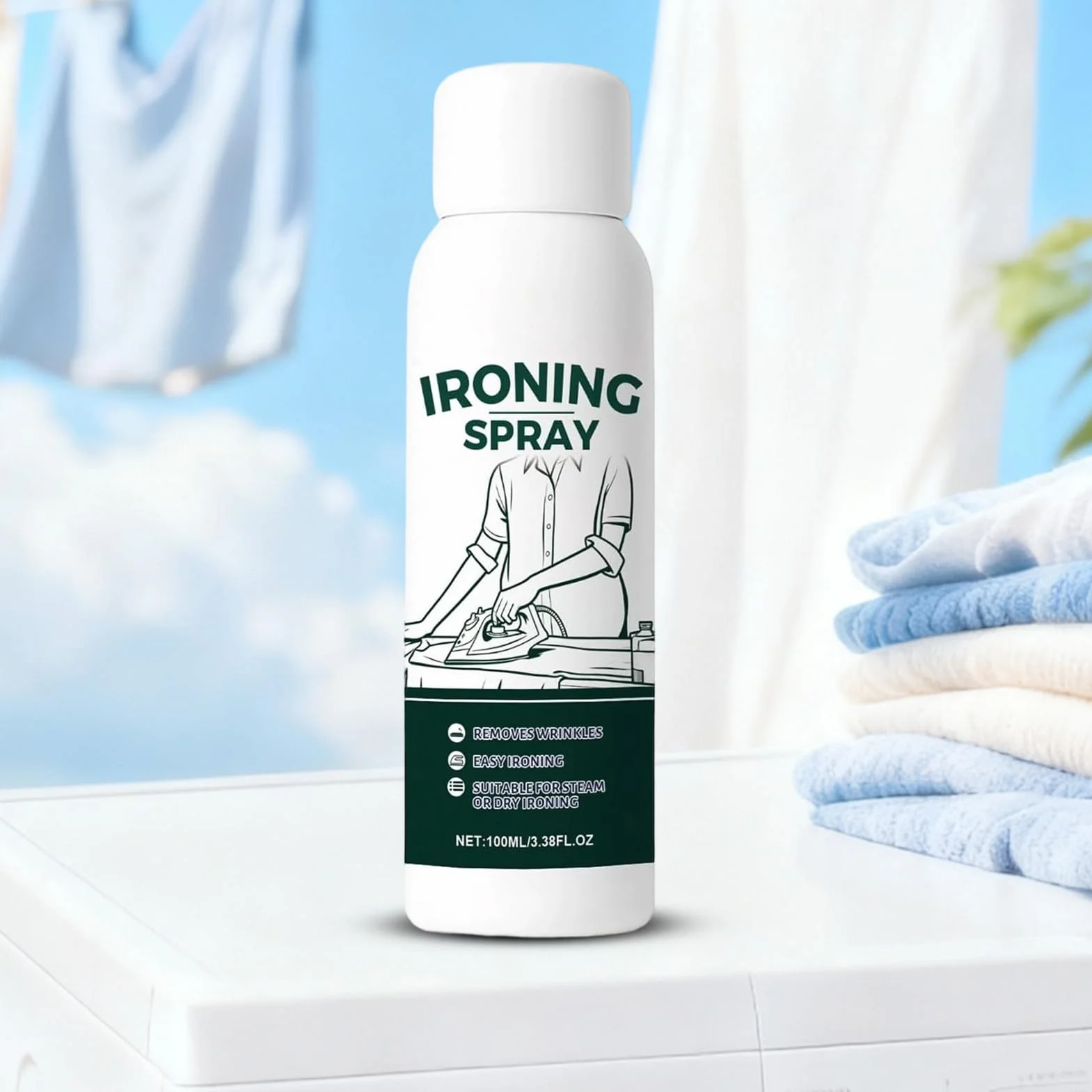 Fabric Iron Starch Spray do ubrań - 100 ml Travel Size | Heavy Hold Remover for Cotton Wool Linen Polyester Silk, Refresh and Protect Garments and Bed Sheets
