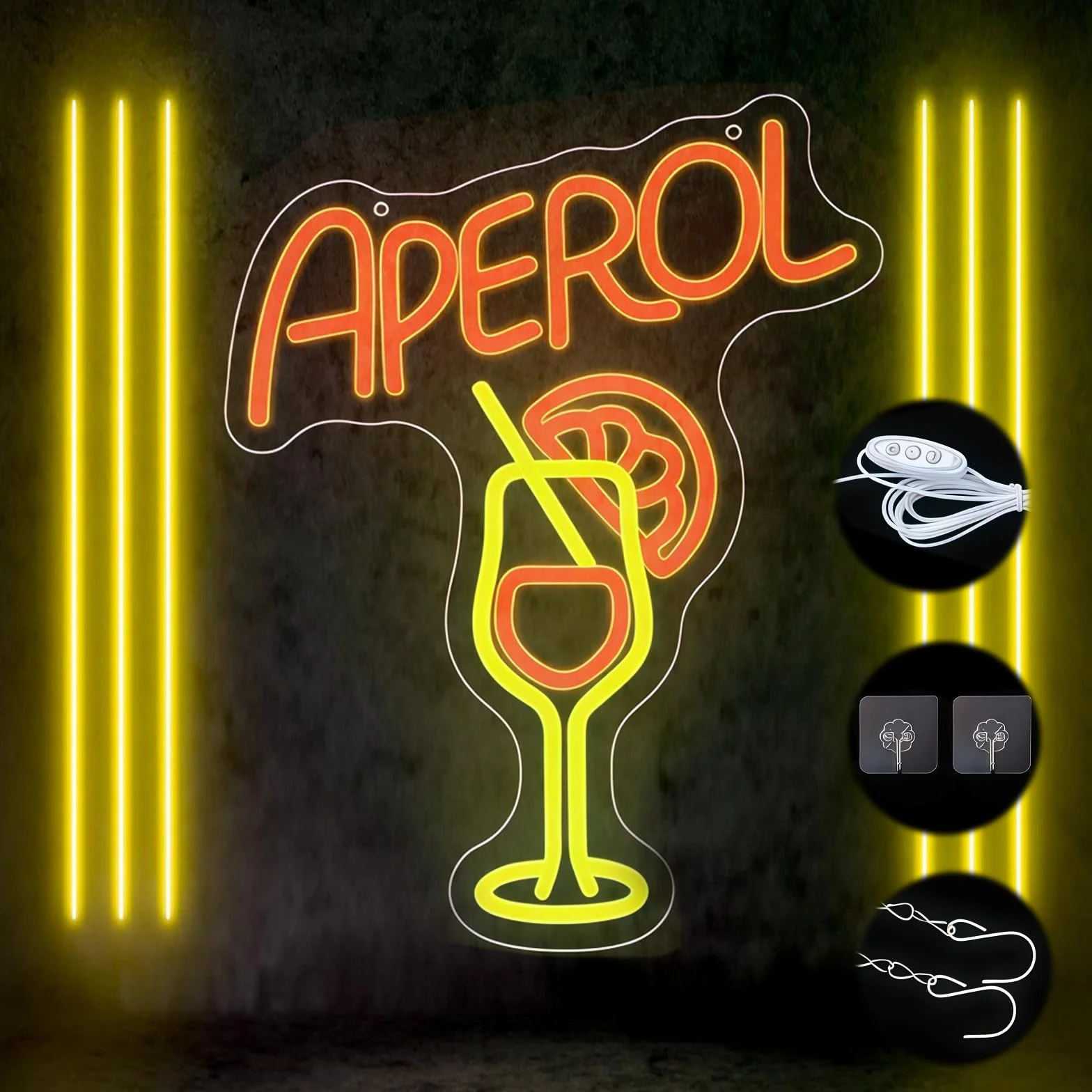 Neonowy szyld LED do koktajli, Aperol Spritz, neonowy szyld LED do baru, spersonalizowany szyld, koktajl, bar, neonowe światło, ściemnialne, akrylowa dekoracja LED do baru domowego, restauracji, na