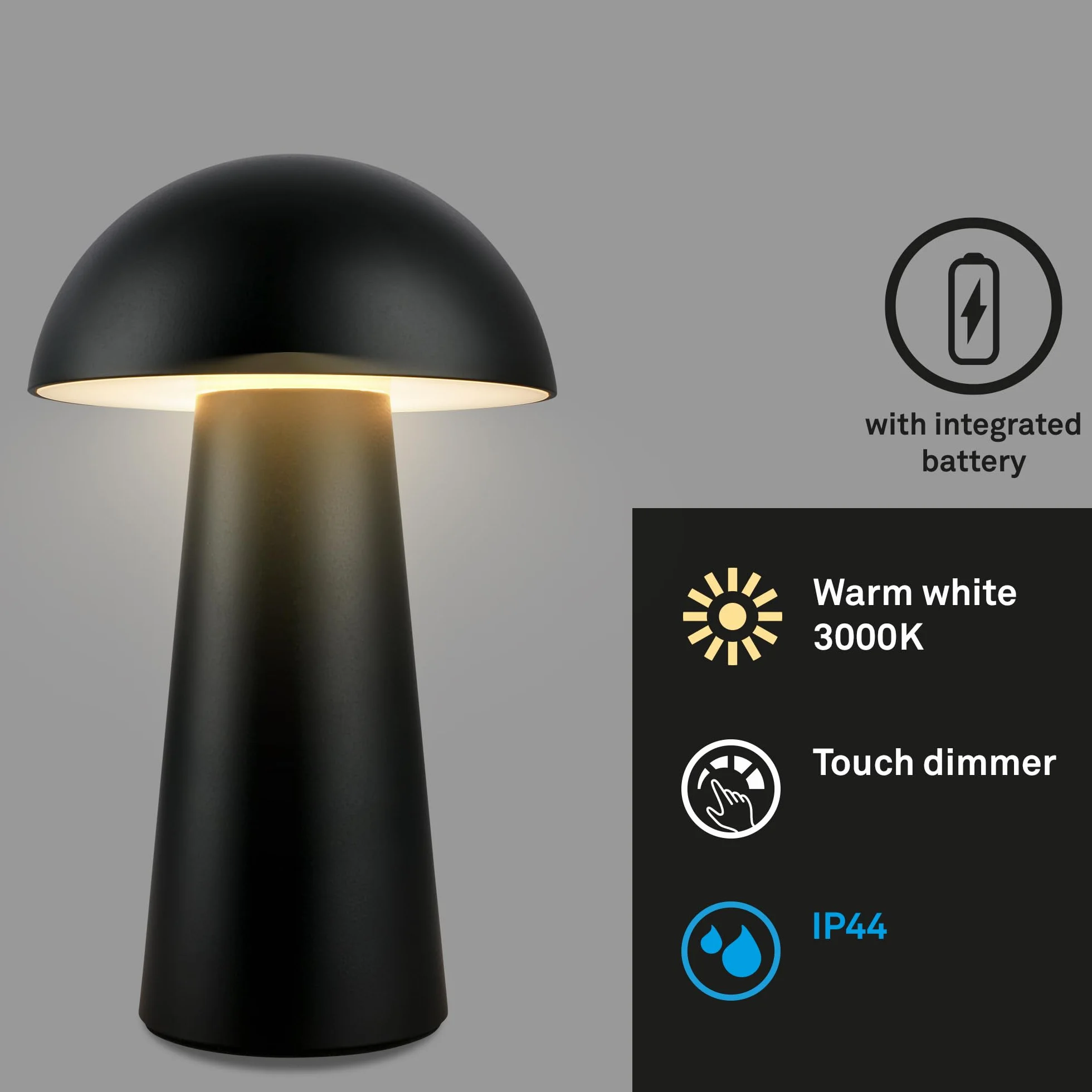 BRILONER - Mini lampa stołowa LED, bezprzewodowa, dotykowa, ściemniana stopniowo, IP44, lampka nocna, lampka do czytania, lampa LED, lampa kempingowa, lampa stołowa, lampa akumulatorowa, lampa
