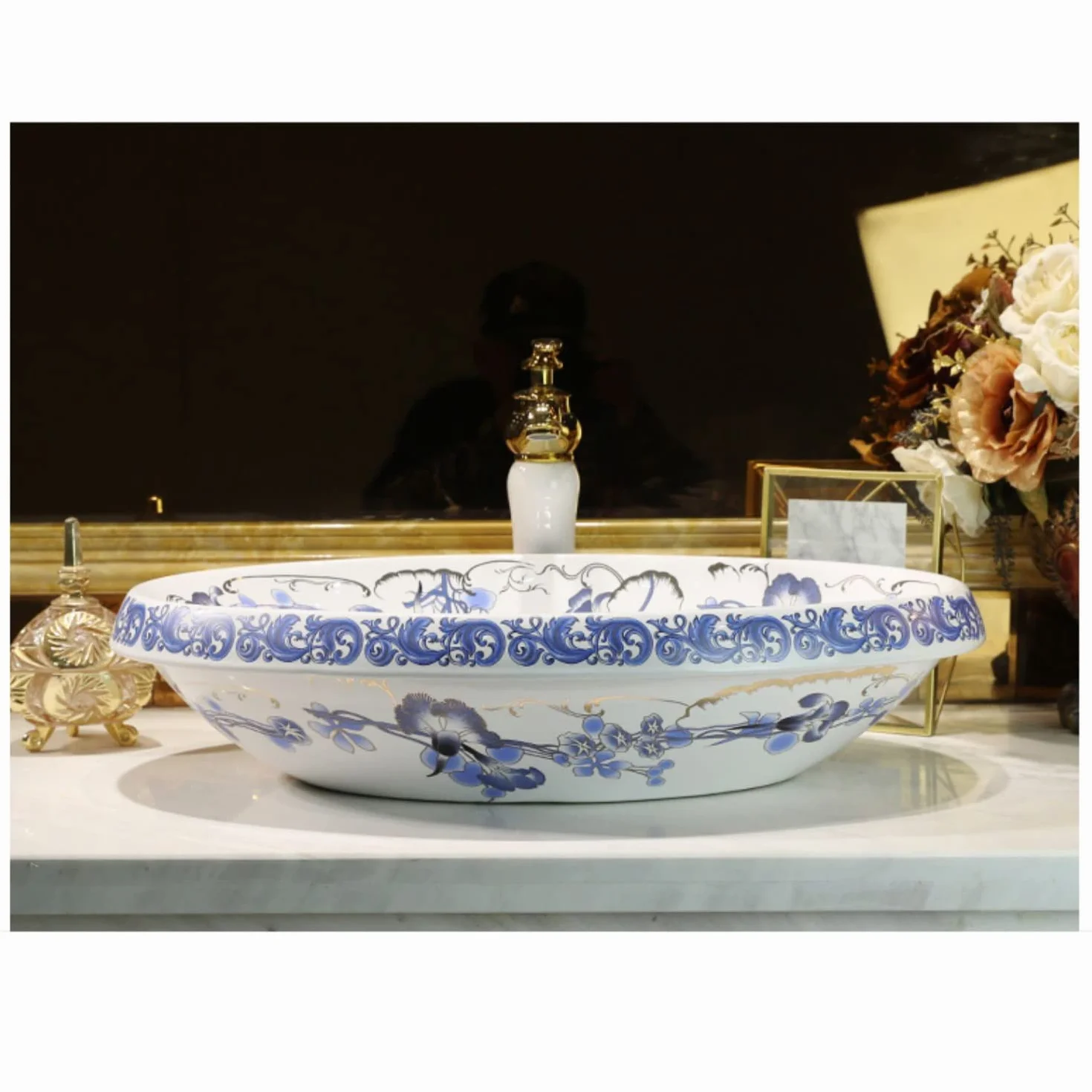 Duża Umywalka Nablatowa, Ceramiczna Umywalka Nablatowa, Artystyczna Umywalka Łazienkowa Z Umywalką Artystyczną