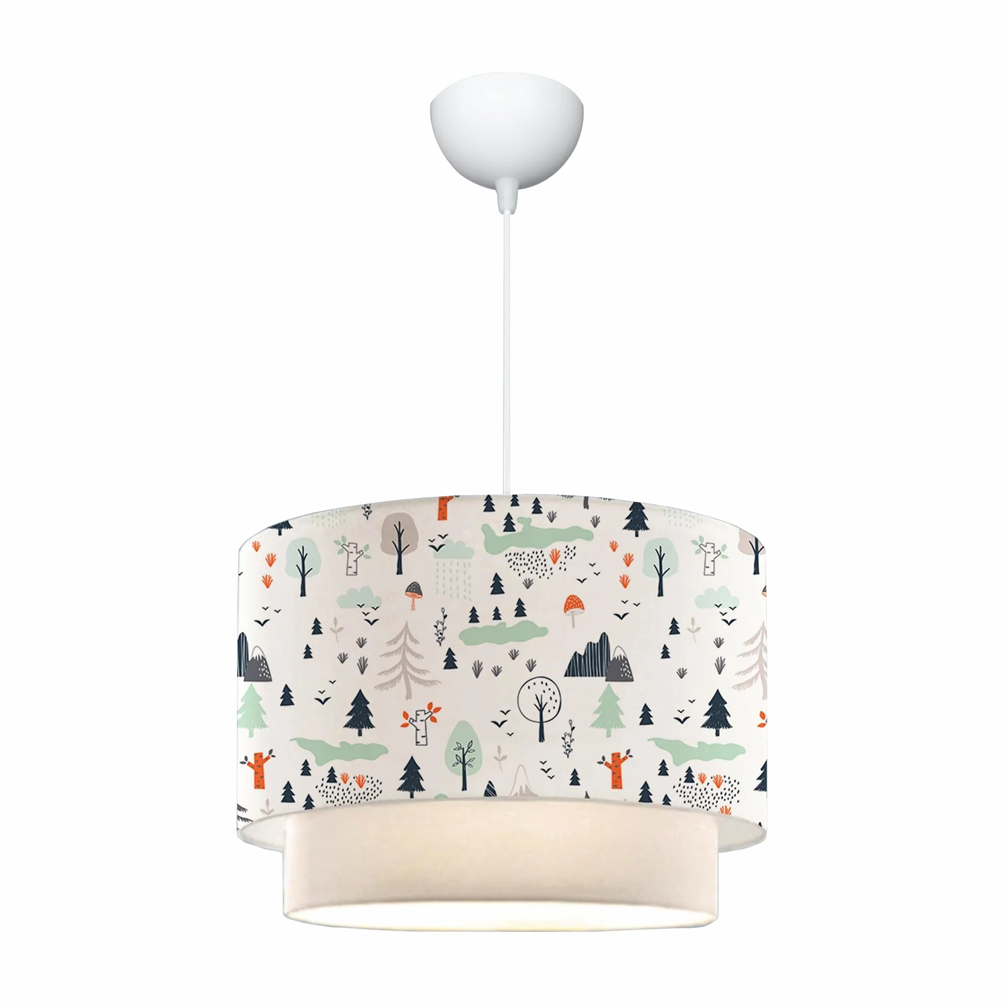 Lux.pro Lampa sufitowa E27 z abażurem z tkaniny, motyw drzewa, 70 cm, biała