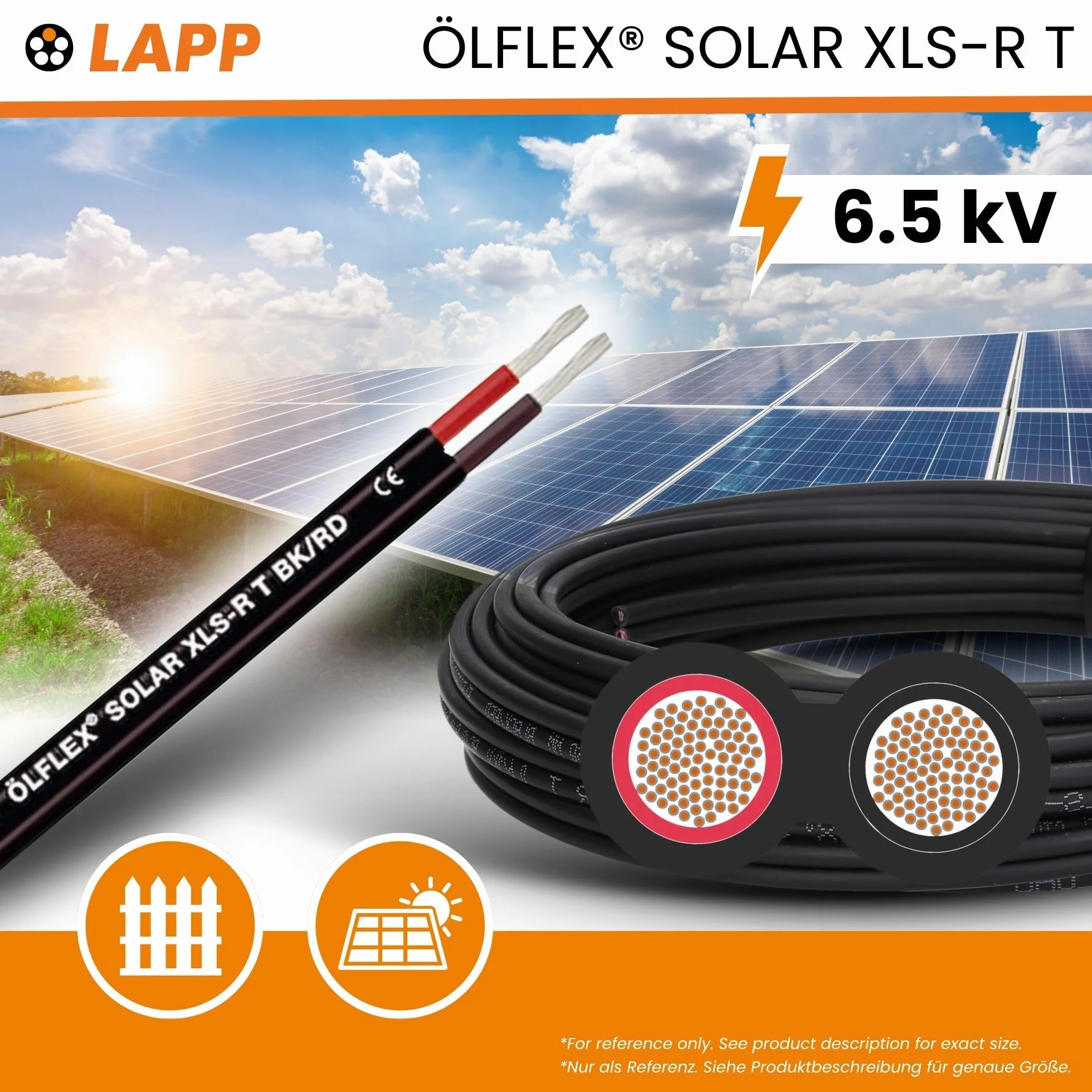 10 m Lapp ÖLFLEX Solar XLS-R T przewód solarny 2 x 4 mm² BK/RD kabel solarny podwójny przewód, 2 x 4 mm²