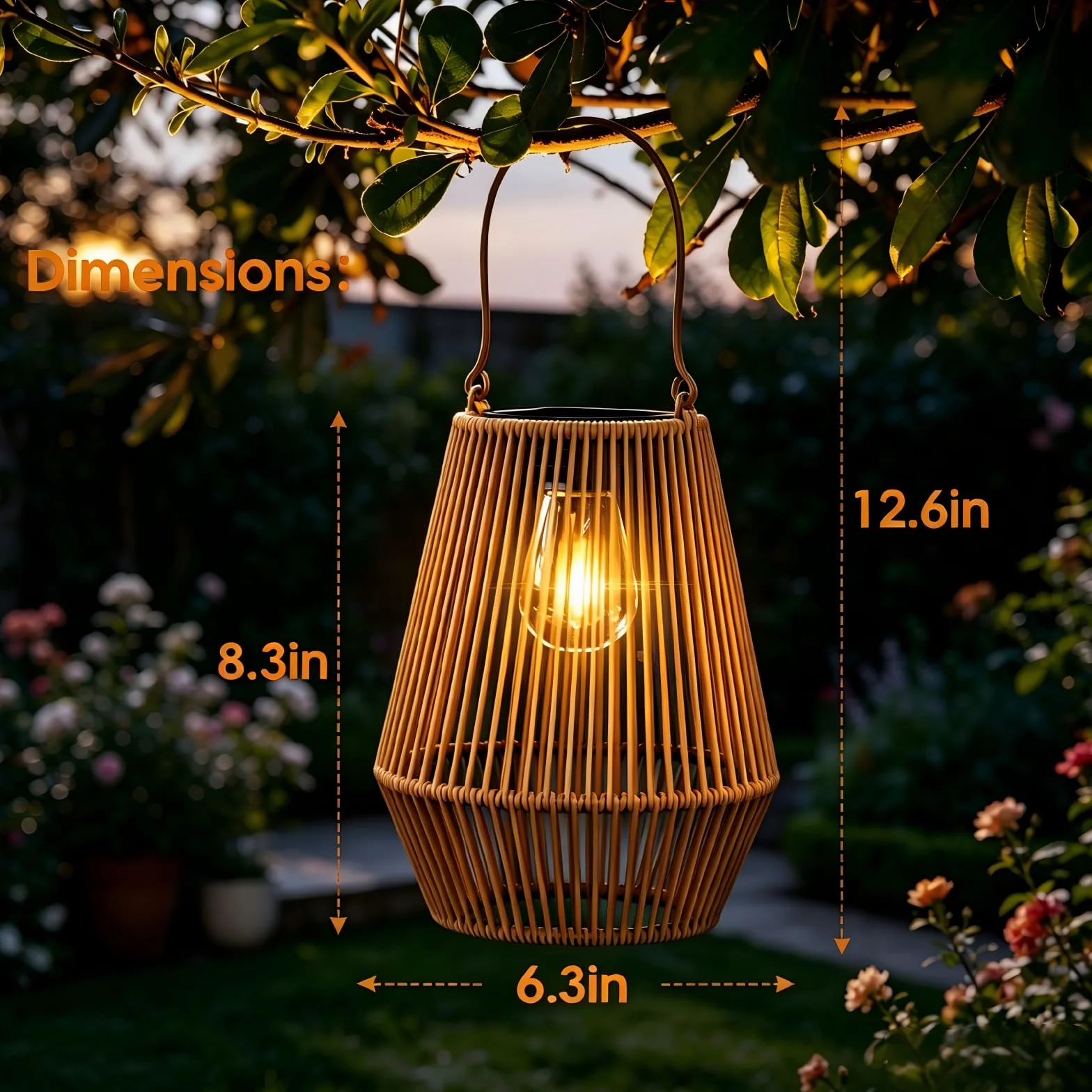 Zewnętrzna lampa solarna do ogrodu, KagoLing 2 zewnętrzna lampa solarna IP65, ręcznie robiona, wisząca latarnia słoneczna, idealna do ogrodów bożonarodzeniowych, Halloween, balkon