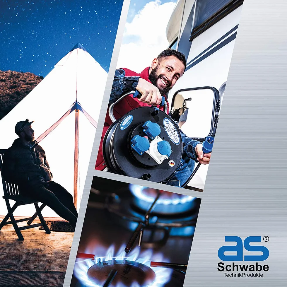 as - Schwabe 61463 CEE Wtyczka Zasilająca Caravan z Pokrywą Na Zawiasach, IP44, 230 V/16 A/3-Pinowe, Biały