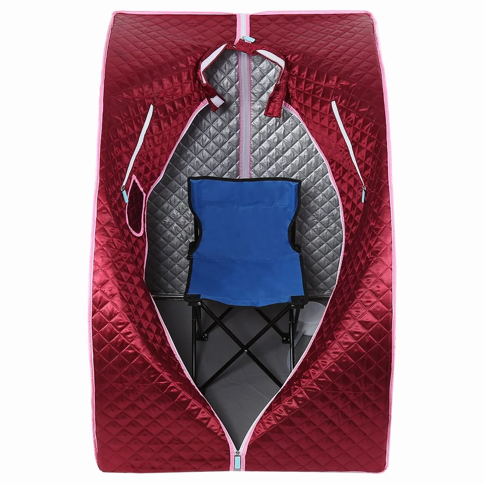 Przenośna sauna na na podczerwień 1000 W, składana sauna kabinowa, mobilna sauna na na podczerwień, terapeutyczna budka ciepła, namiot do sauny parowej 2 l, do salonu