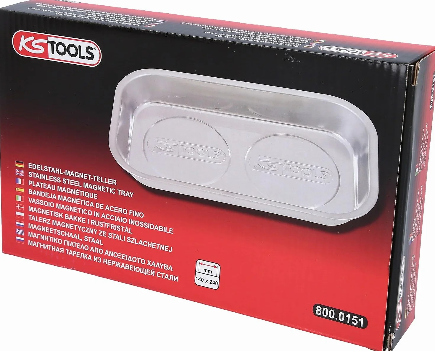 KS Tools 800.0151 Talerz magnetyczny ze stali szlachetnej, 140x240mm