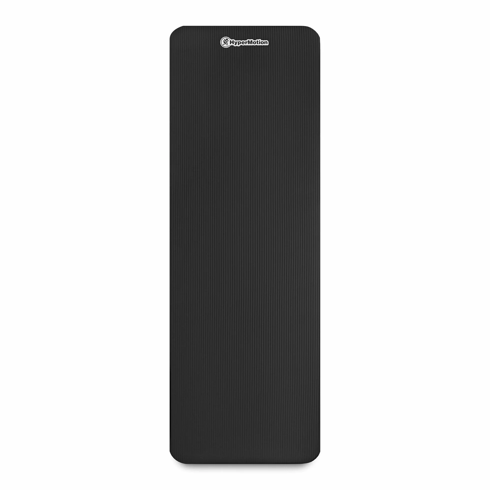 HyperMotion Mata do Ćwiczeń Fitness i Jogi NBR 183x61x0,8 cm Czarna, Antypoślizgowa, 8 mm, z Paskiem do Ćwiczeń i Przenoszenia, do Jogi, Pilatesu i Stretchingu