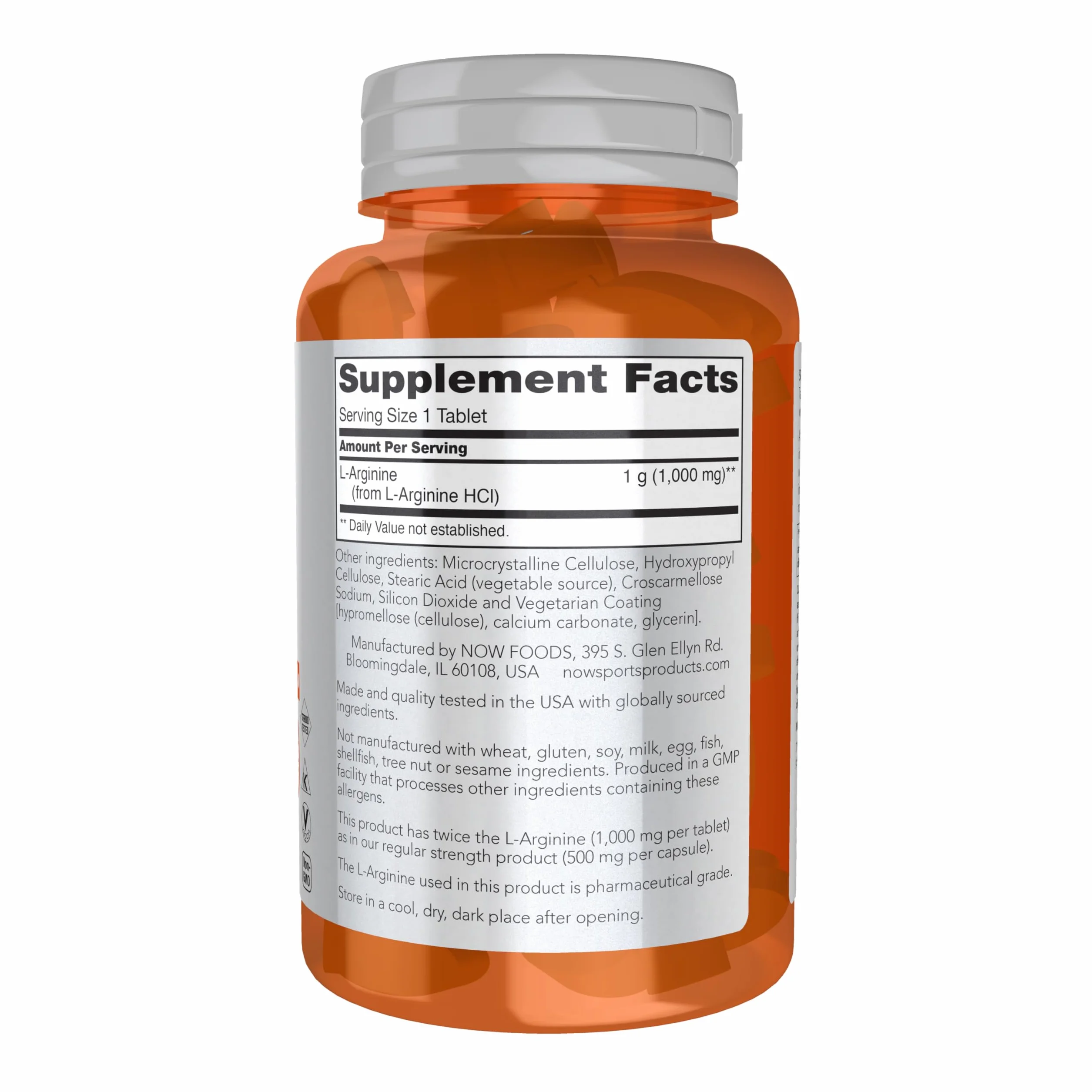 NOW Foods L-Arginine 1000mg 60 Tablets