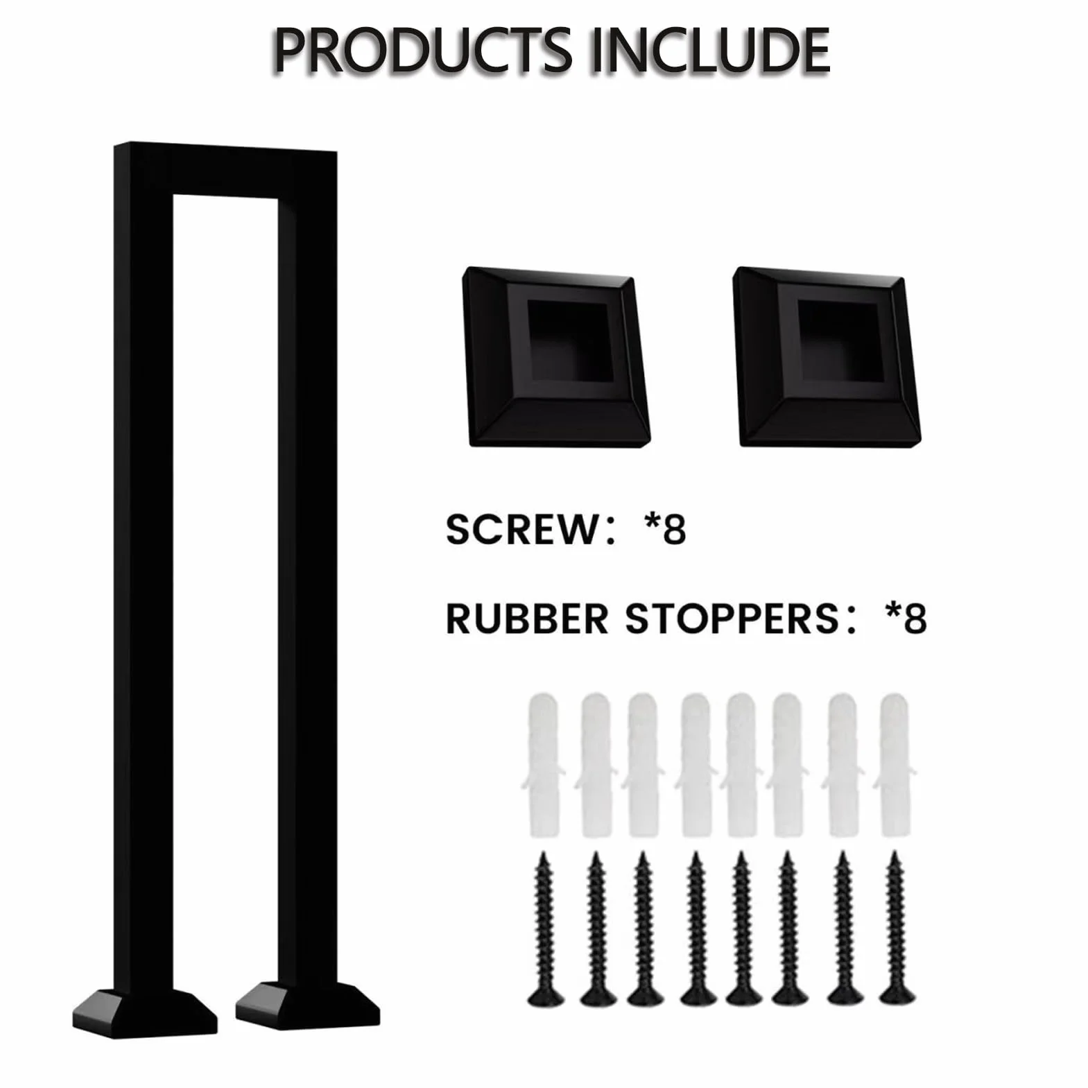 Poręcz schodowa wewnątrz, schody w kształcie litery U, poręcz 35-110 cm, metalowa poręcz do willi (czarna, 85 cm)