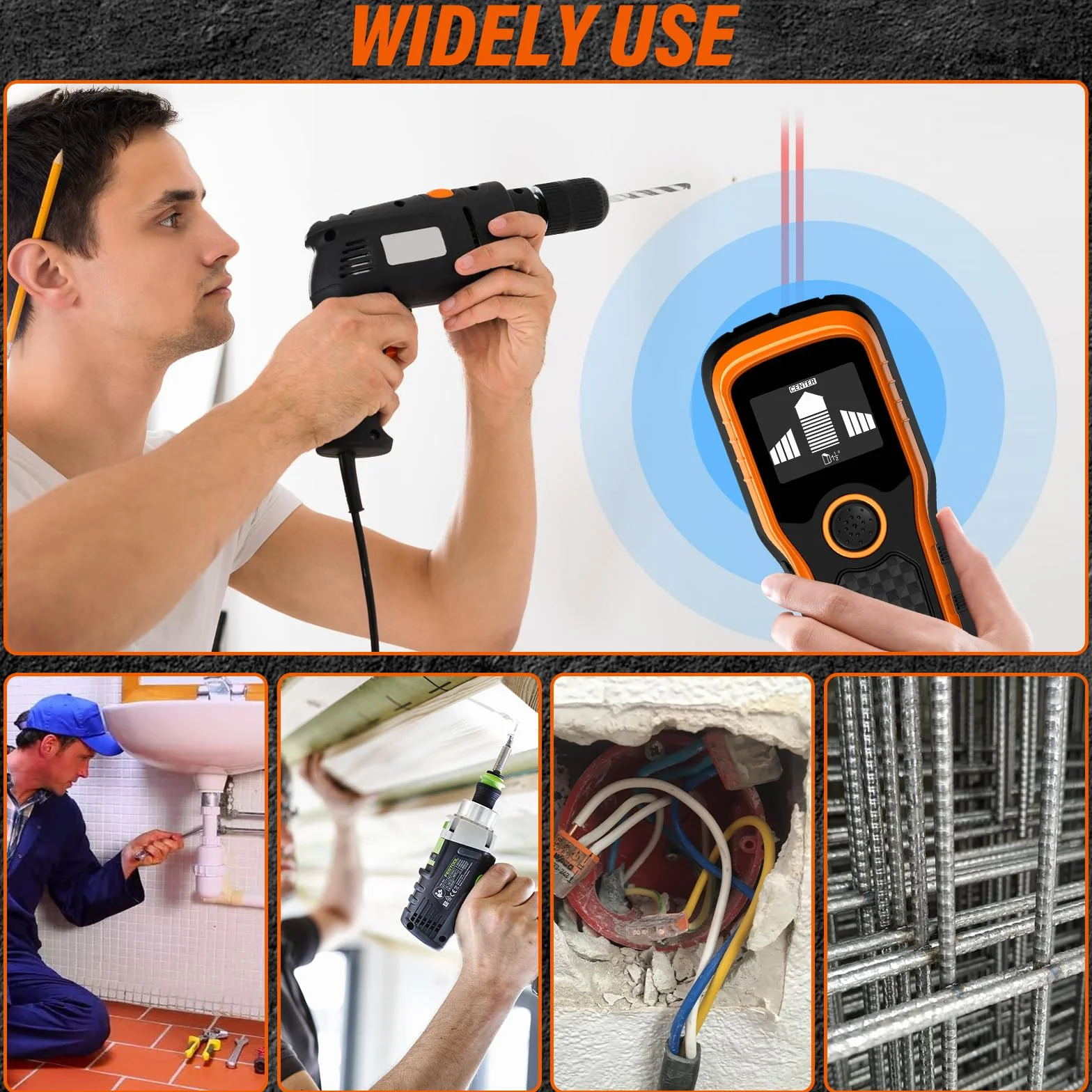 Lokalizator przewodów 5 w 1, wielofunkcyjny wykrywacz kołków z alarmem, wykrywacz przewodów elektrycznych do drewna, metalu, przewodów energetycznych i przewodów pod napięciem zmiennym